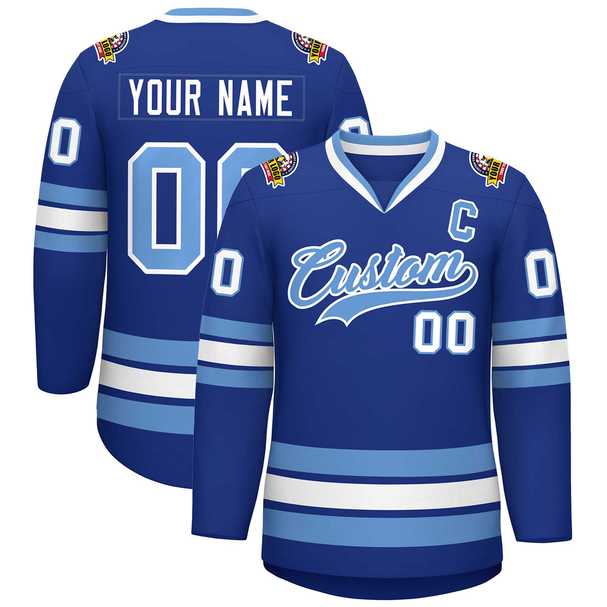 Custom Royal Light Blue-White Classic Style Hockey Jersey | KXKSHOP