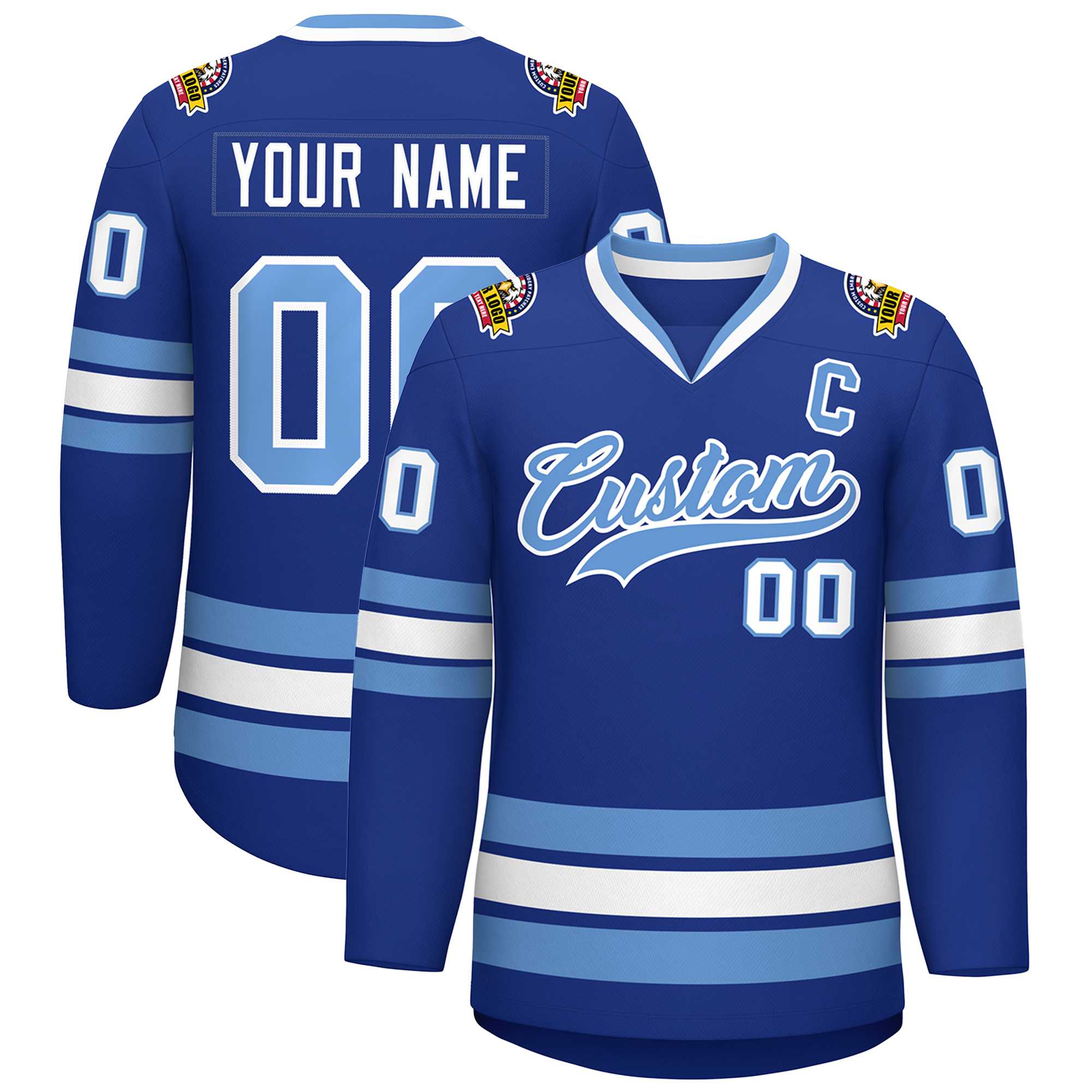 Custom Royal Light Blue-White Classic Style Hockey Jersey | KXKSHOP