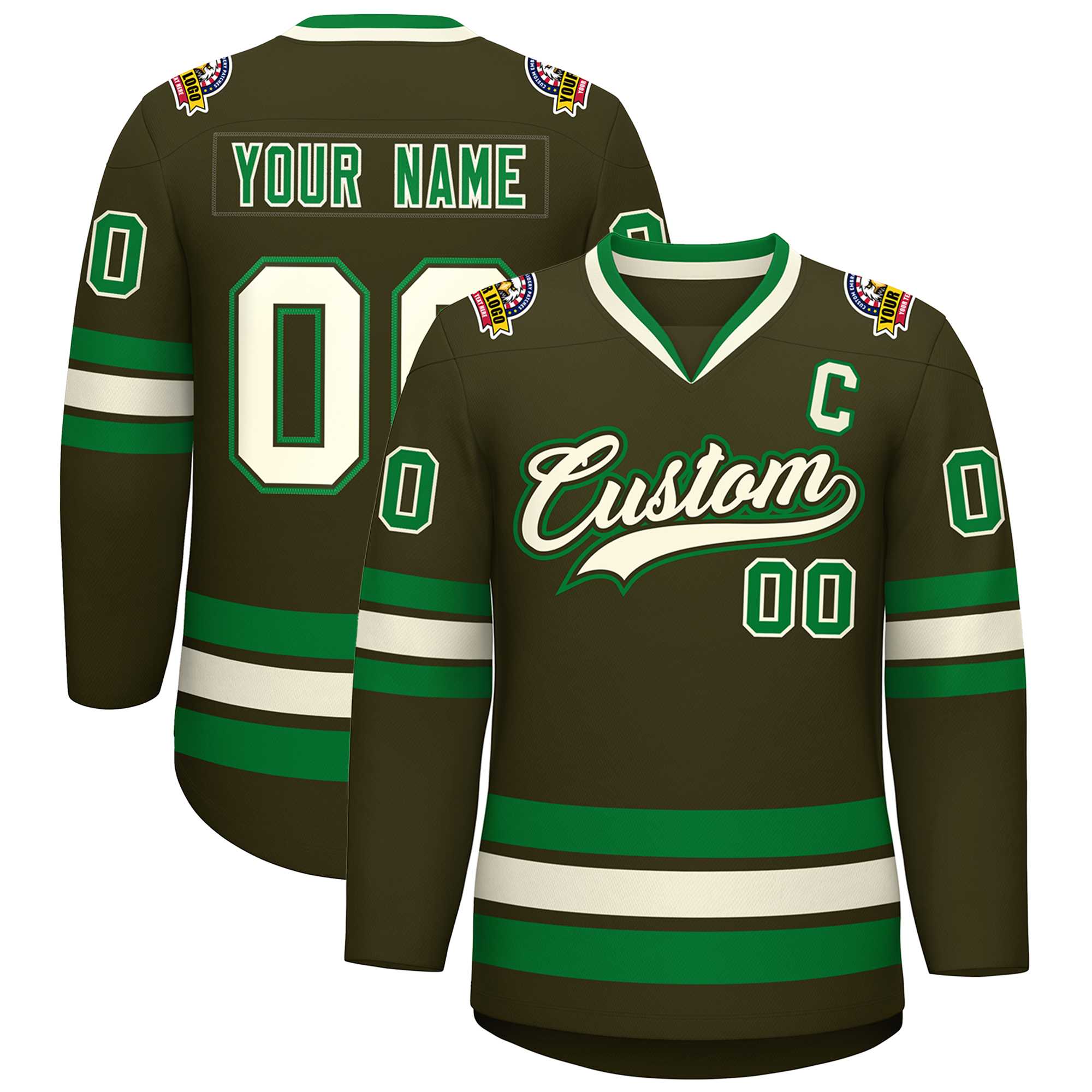 Custom Olive Khaki Olive-Kelly Green Classic Style Hockey Jersey | KXKSHOP