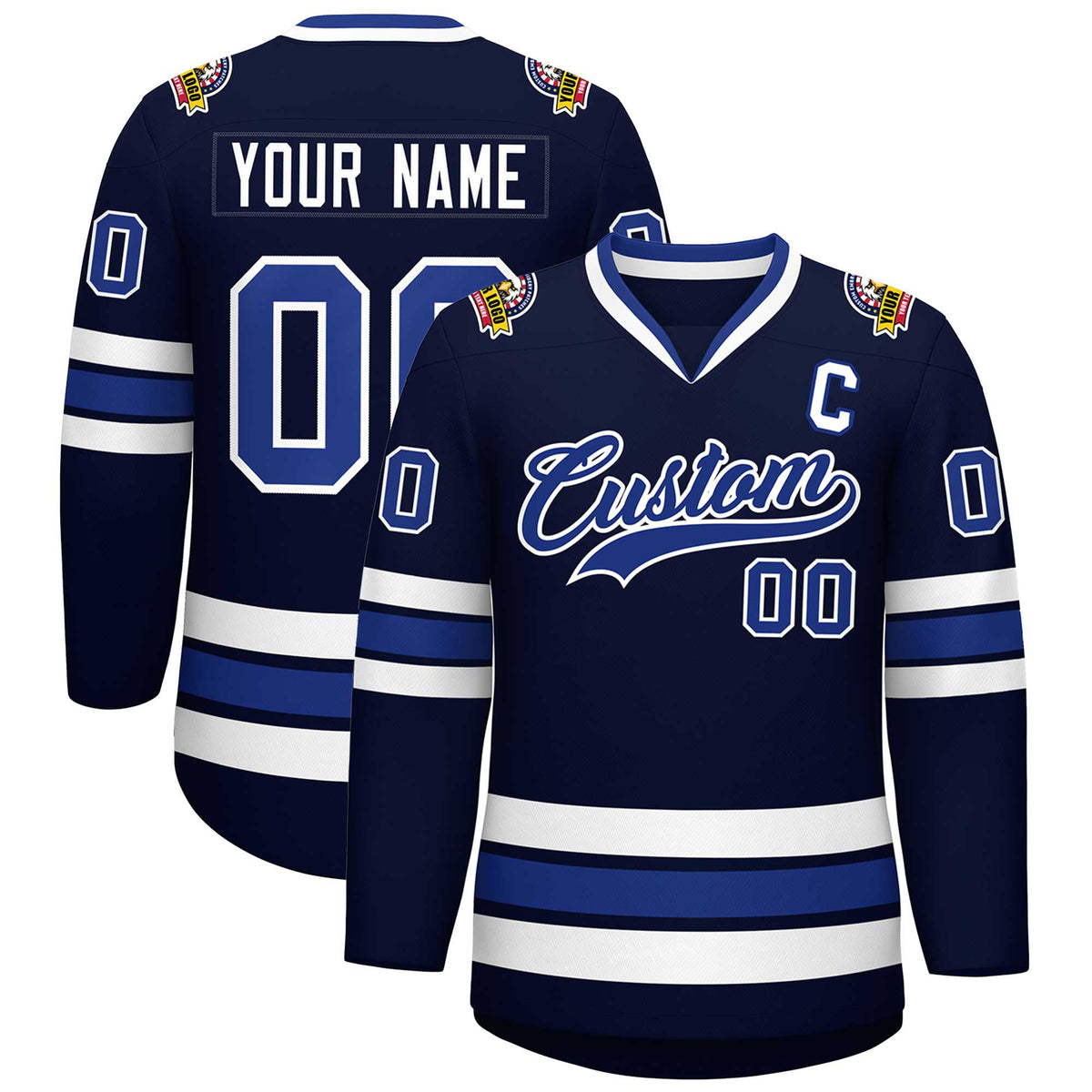 Custom Navy Royal-White Classic Style Hockey Jersey | KXKSHOP