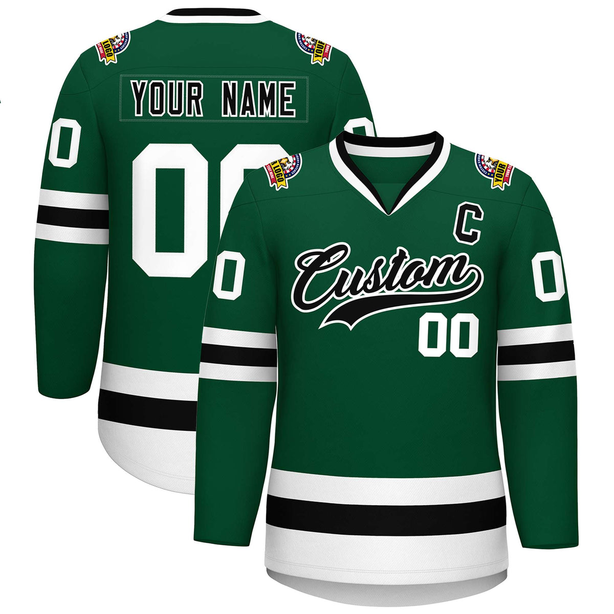 Custom Green Black-White Classic Style Hockey Jersey | KXKSHOP