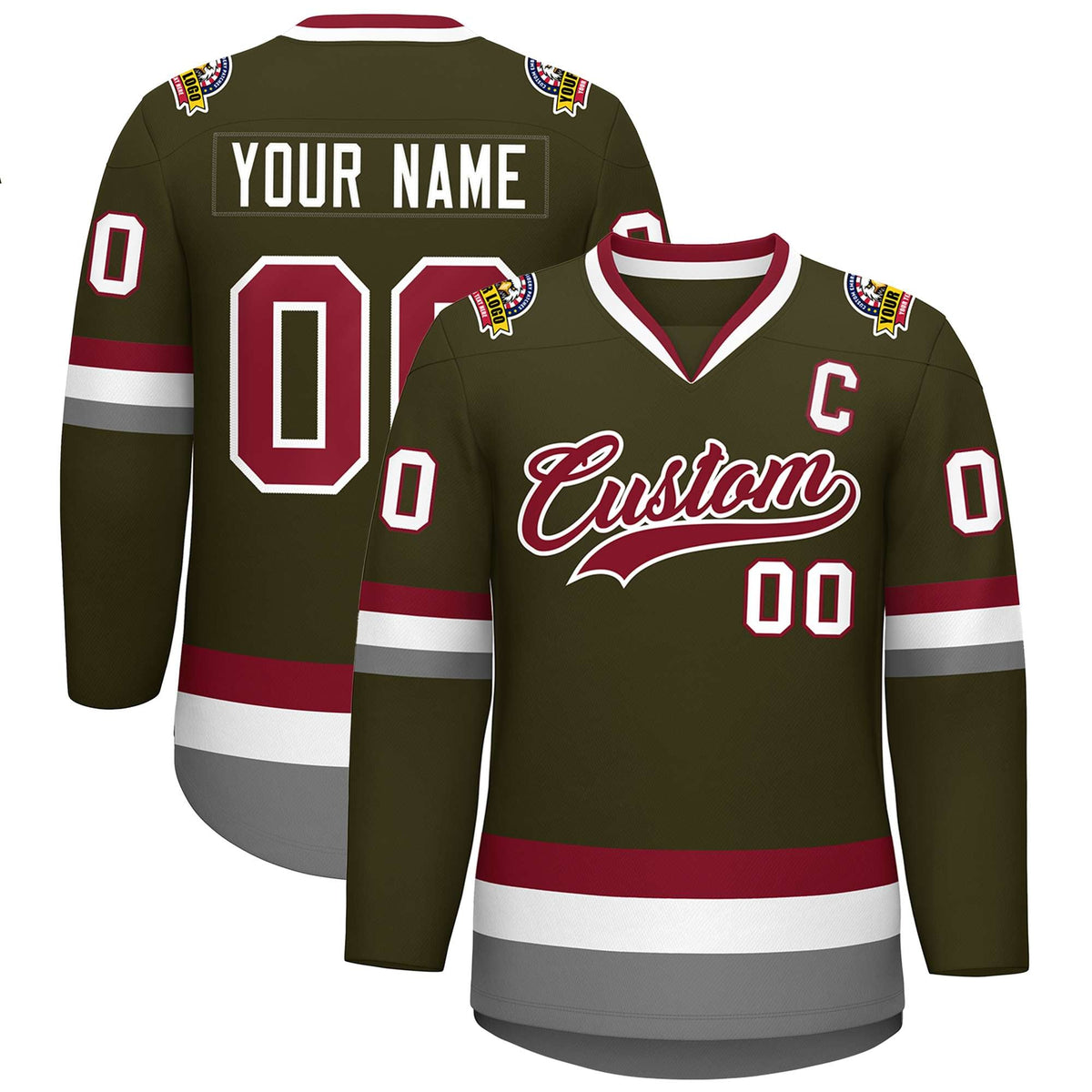 Custom Olive Crimson-White Classic Style Hockey Jersey | KXKSHOP