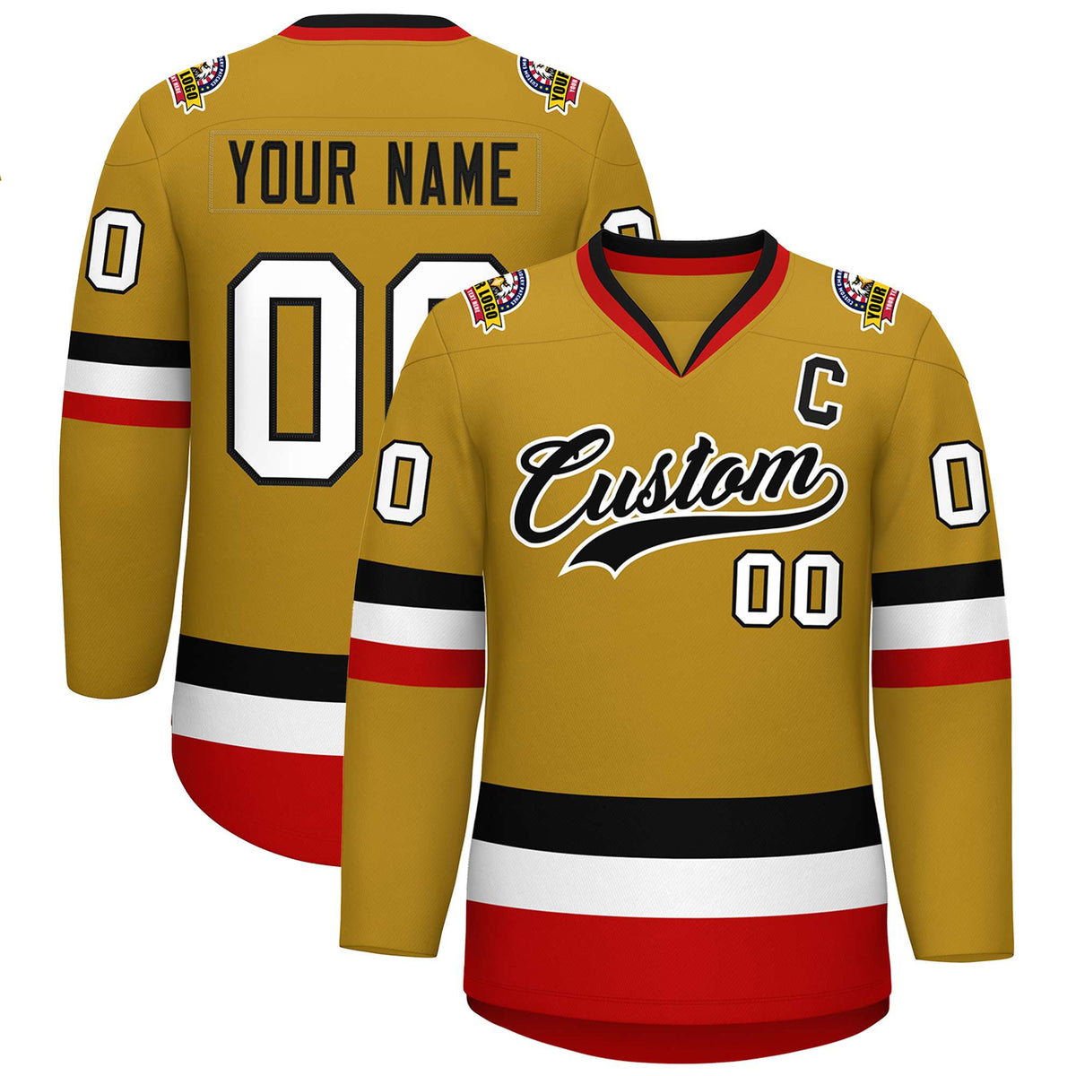 Custom Old Gold Black-White Classic Style Hockey Jersey | KXKSHOP