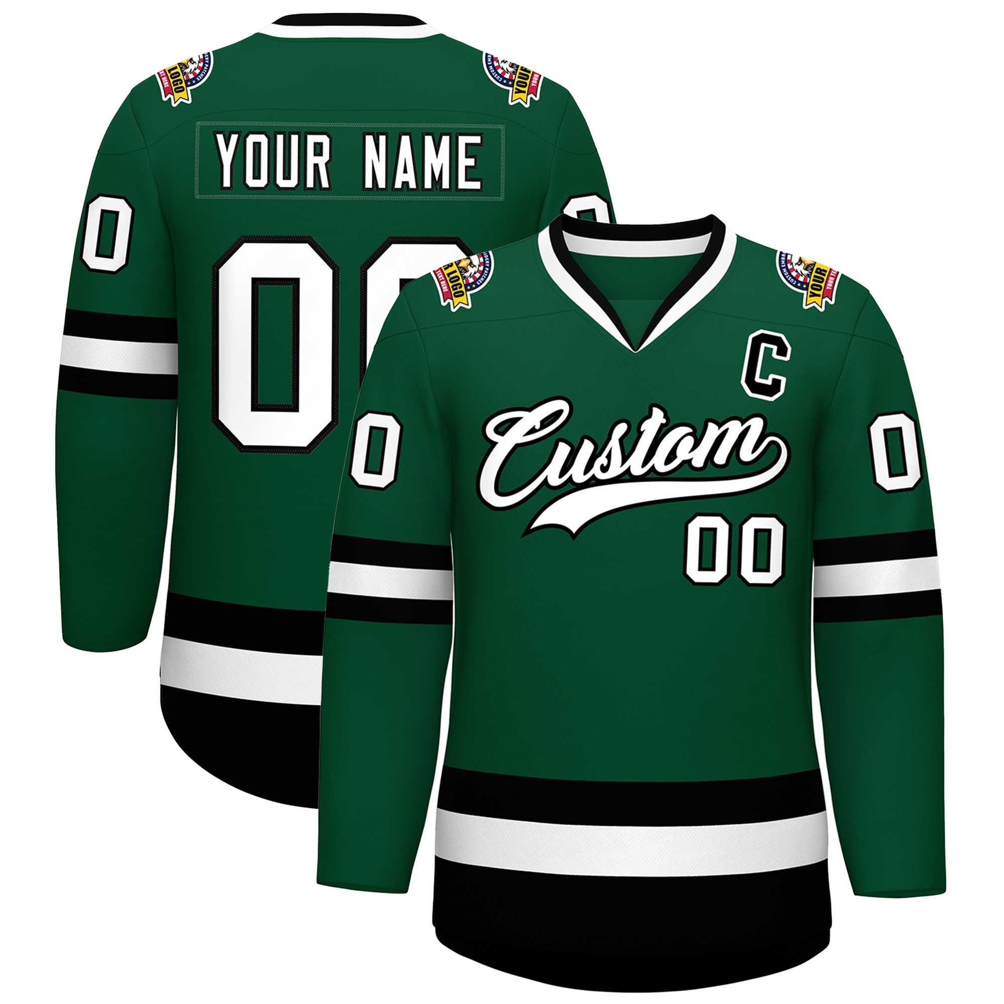 Custom Green White-Black Classic Style Hockey Jersey | KXKSHOP