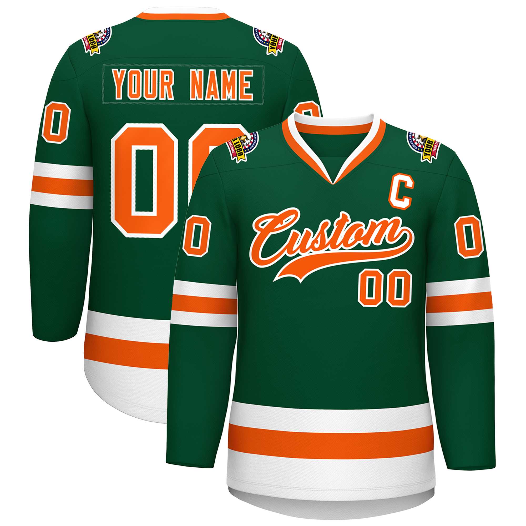 Custom Green Orange-White Classic Style Hockey Jersey | KXKSHOP