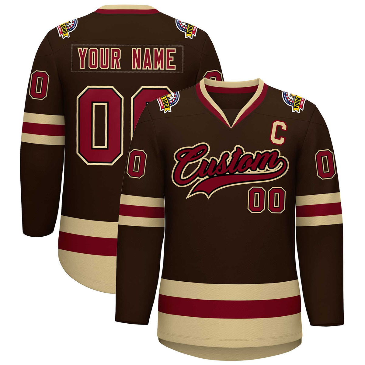 Custom Brown Crimson-Black Classic Style Hockey Jersey | KXKSHOP