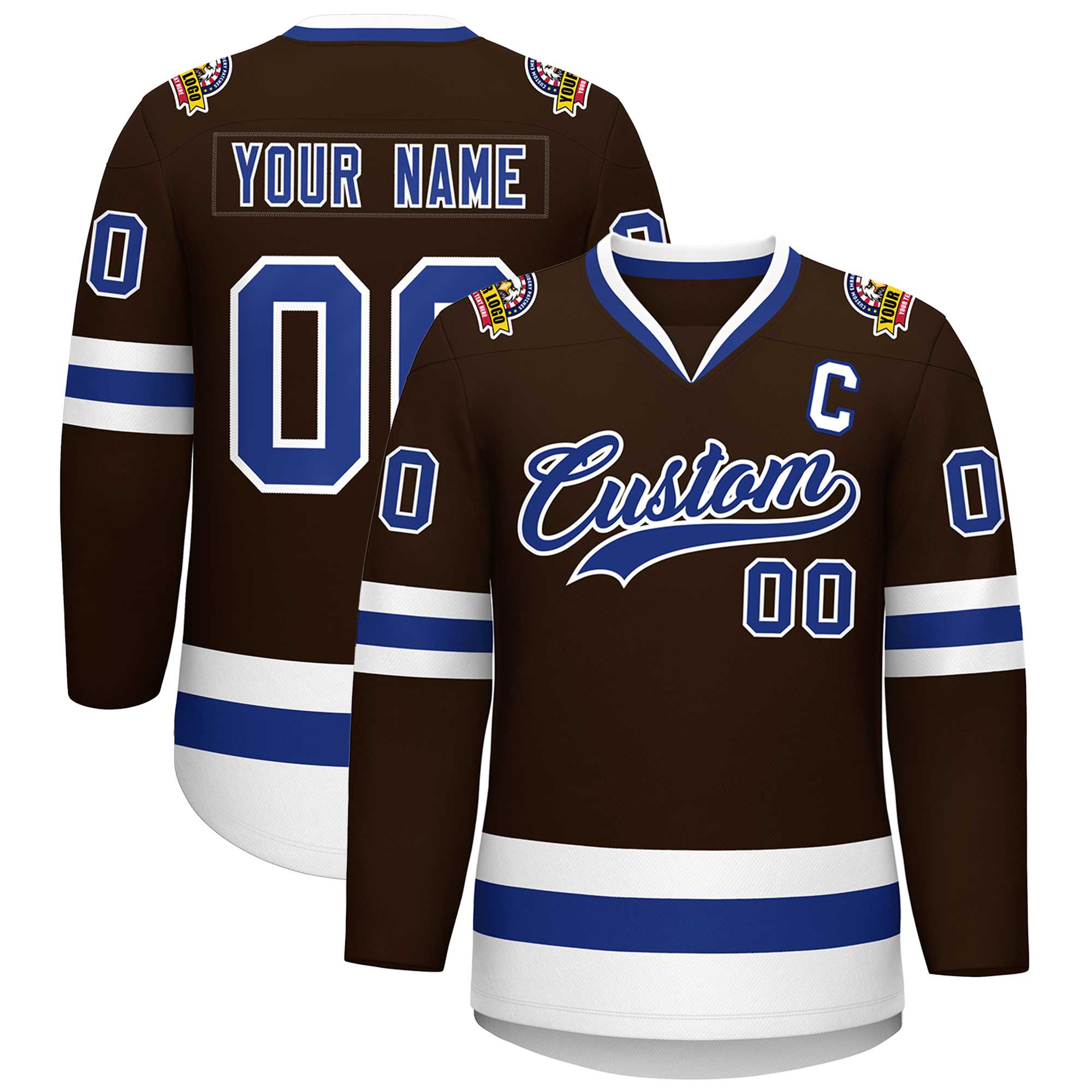 Custom Brown Royal-White Classic Style Hockey Jersey | KXKSHOP