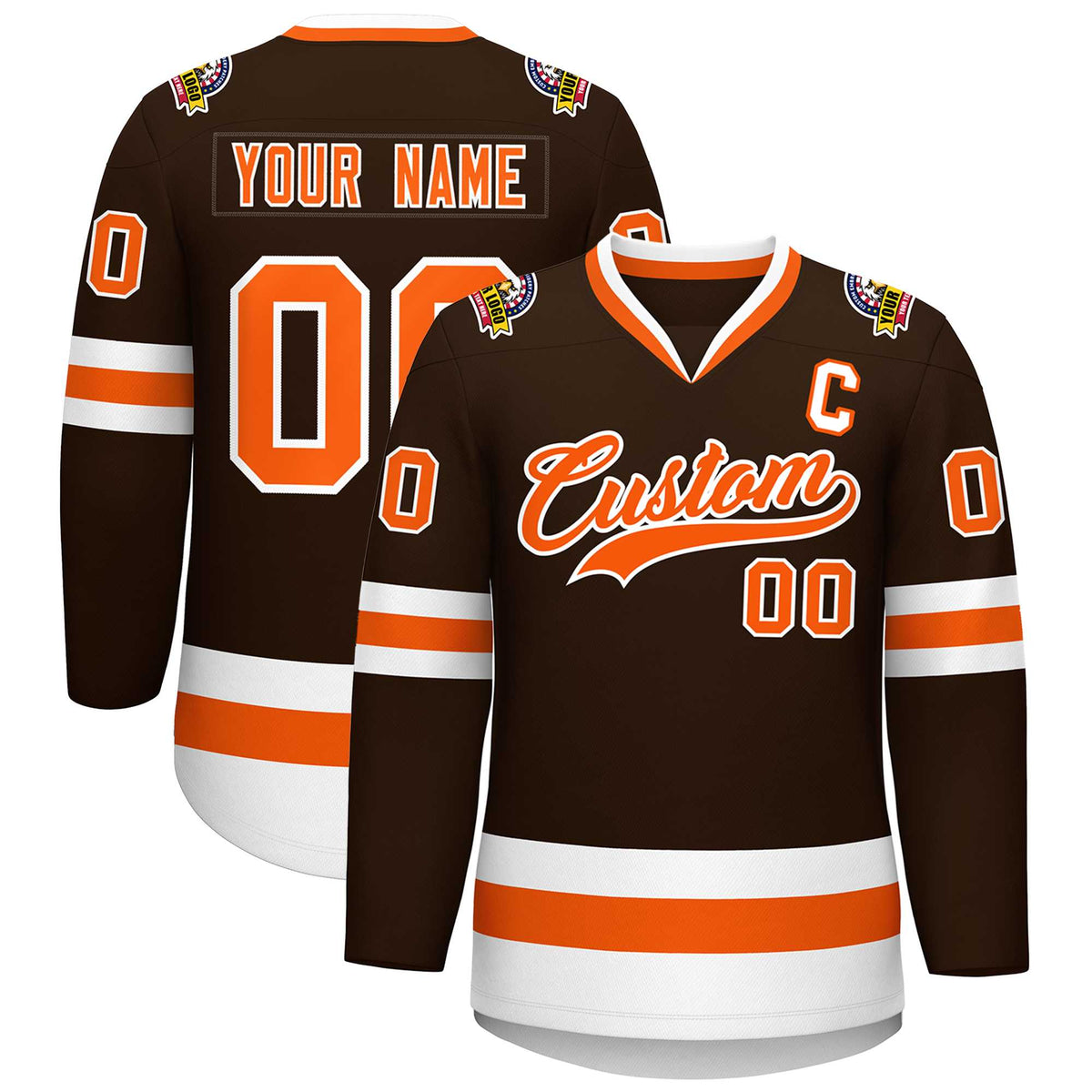 Custom Brown Orange-White Classic Style Hockey Jersey | KXKSHOP