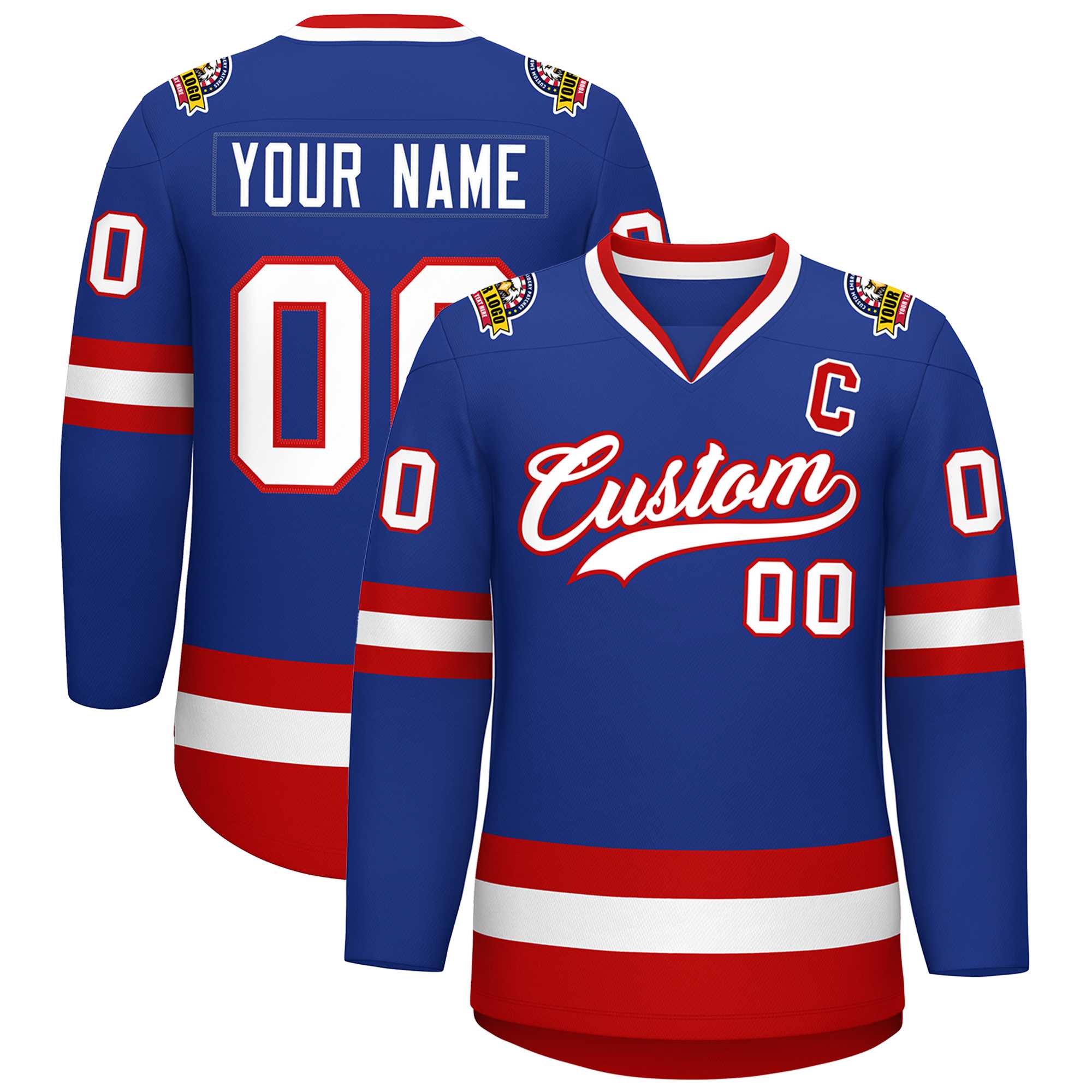 Custom Royal White-Red Classic Style Hockey Jersey | KXKSHOP