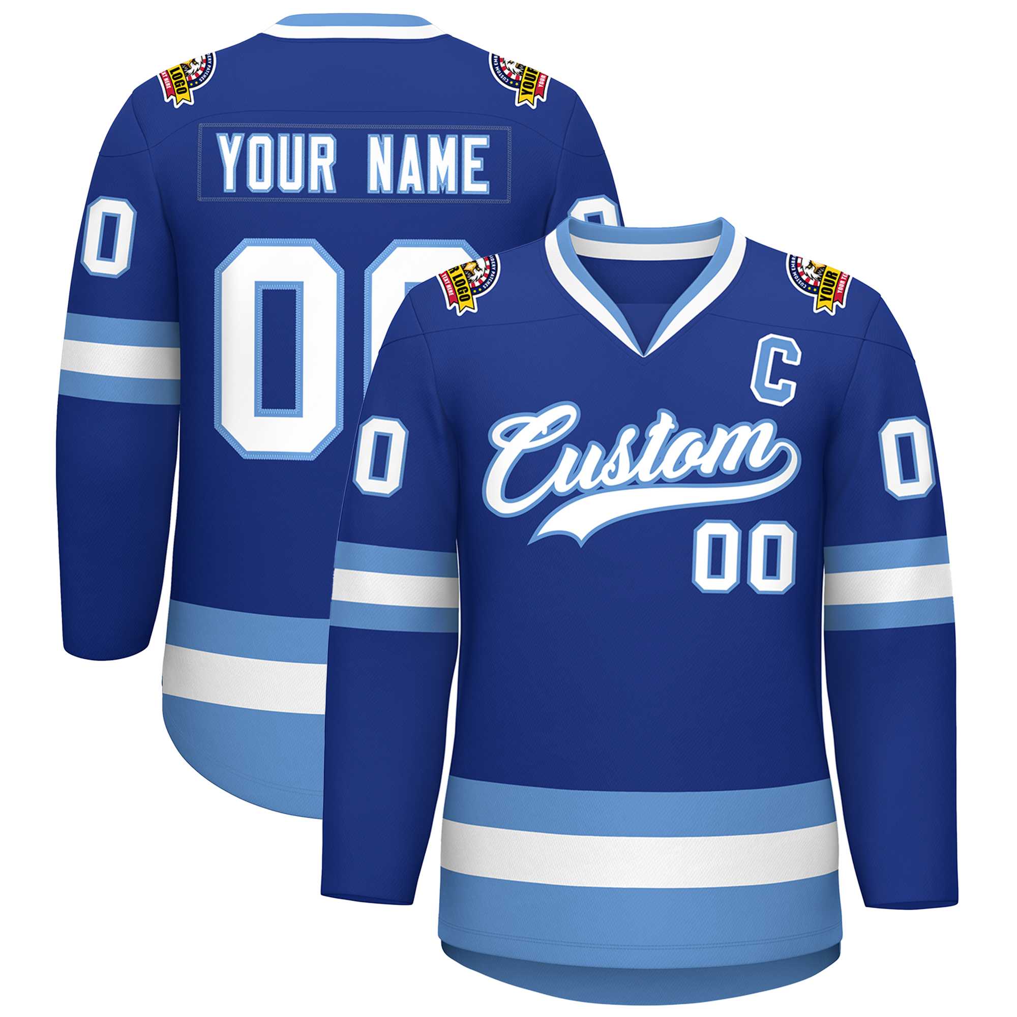 Custom Royal White-Light Blue Classic Style Hockey Jersey | KXKSHOP