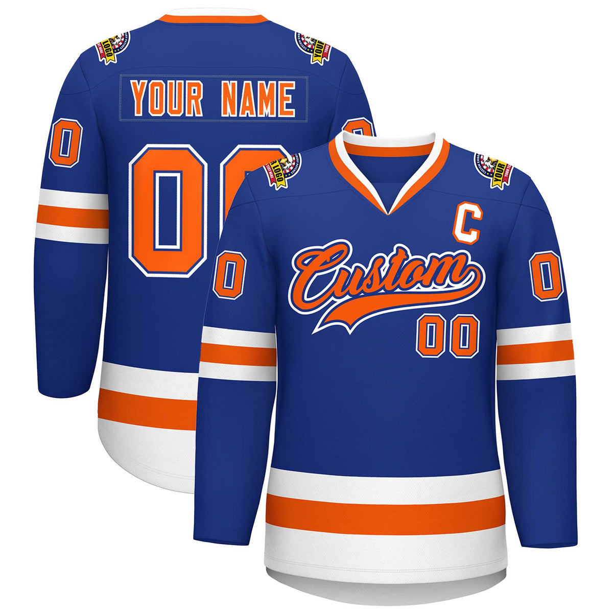 Custom Royal Orange Royal-White Classic Style Hockey Jersey | KXKSHOP