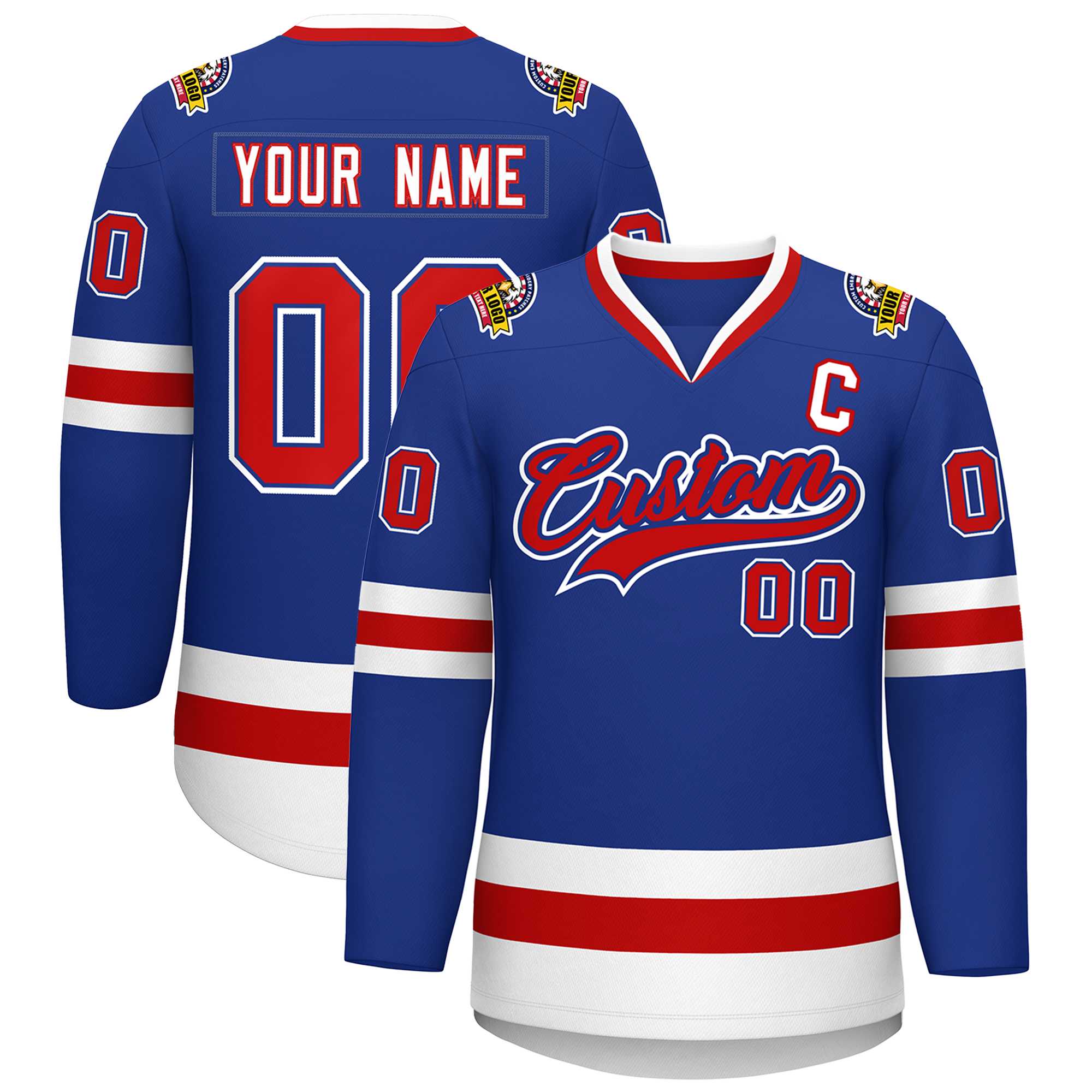 Custom Royal Red Royal-White Classic Style Hockey Jersey | KXKSHOP