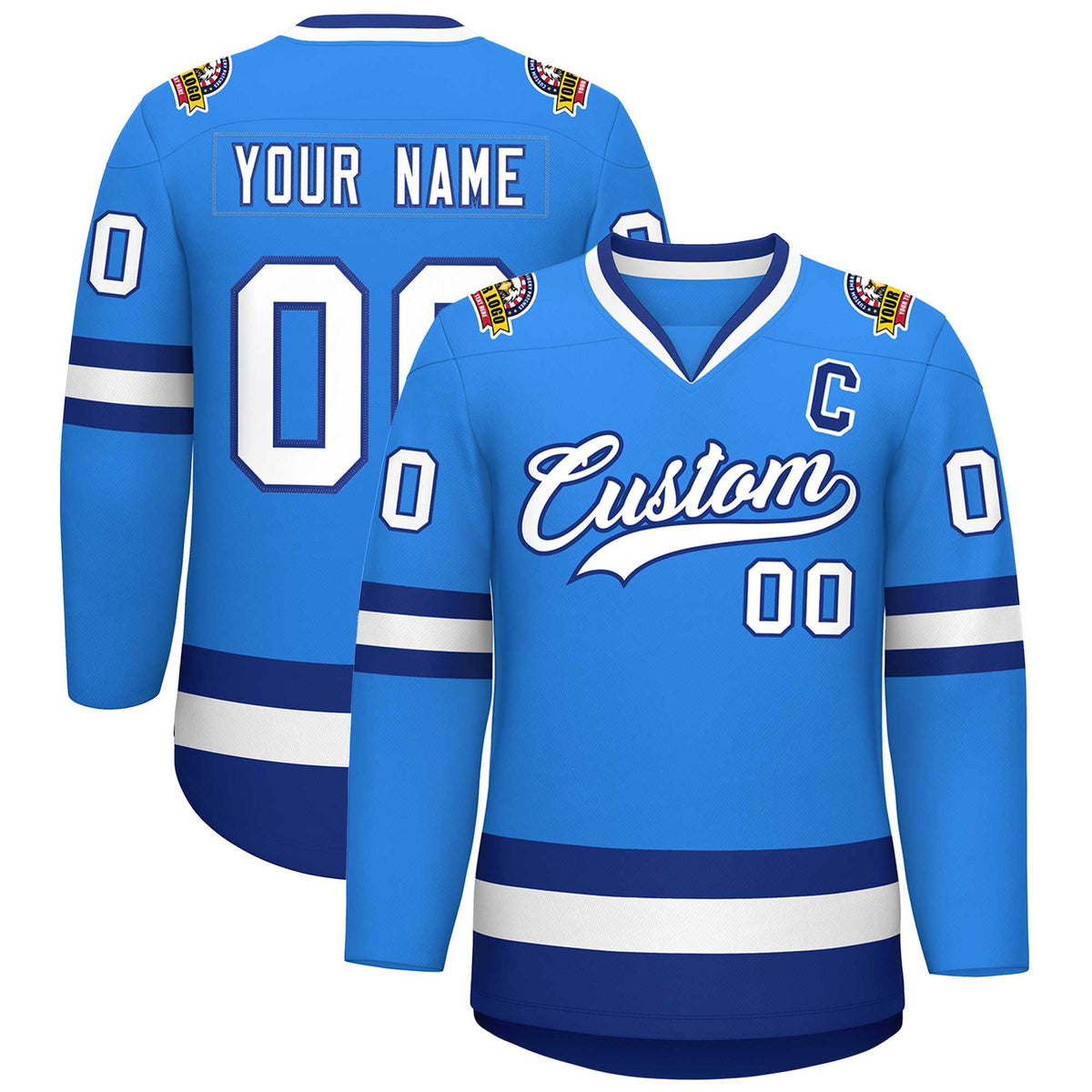 Custom Powder Blue White-Royal Classic Style Hockey Jersey | KXKSHOP