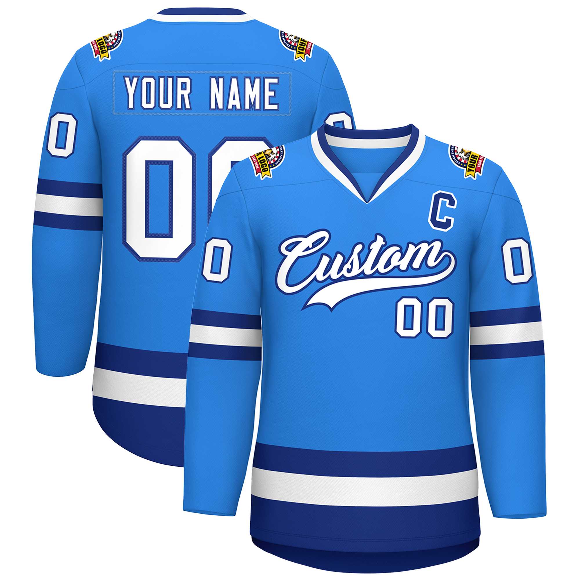 Custom Powder Blue White-Royal Classic Style Hockey Jersey | KXKSHOP