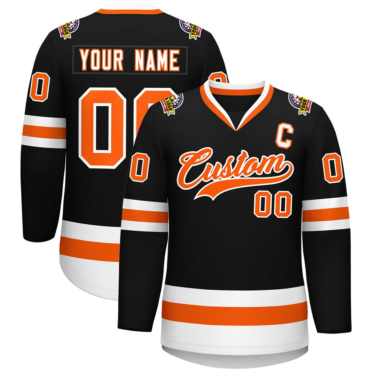 Custom Black Orange-White Classic Style Hockey Jersey | KXKSHOP