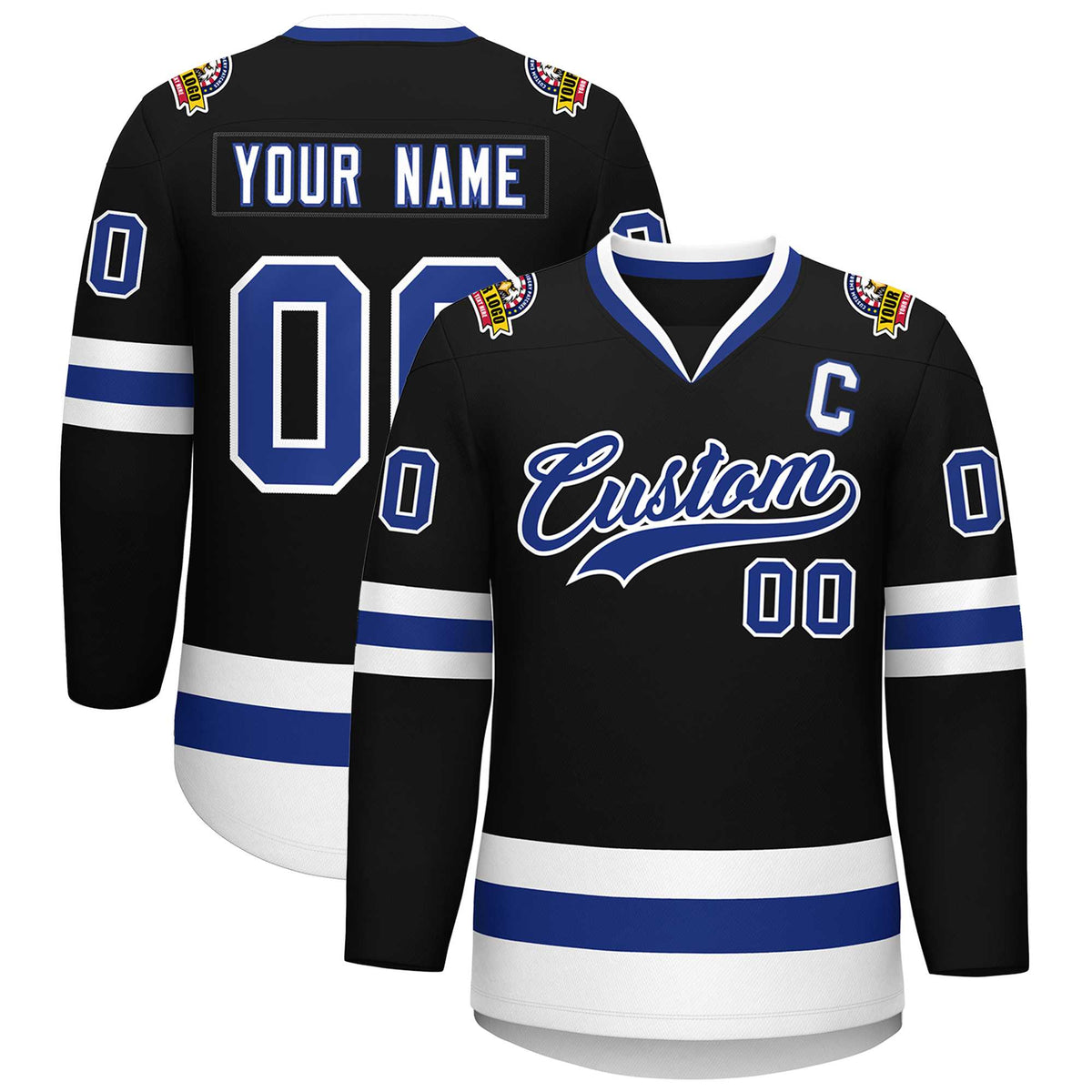 Custom Black Royal-White Classic Style Hockey Jersey | KXKSHOP