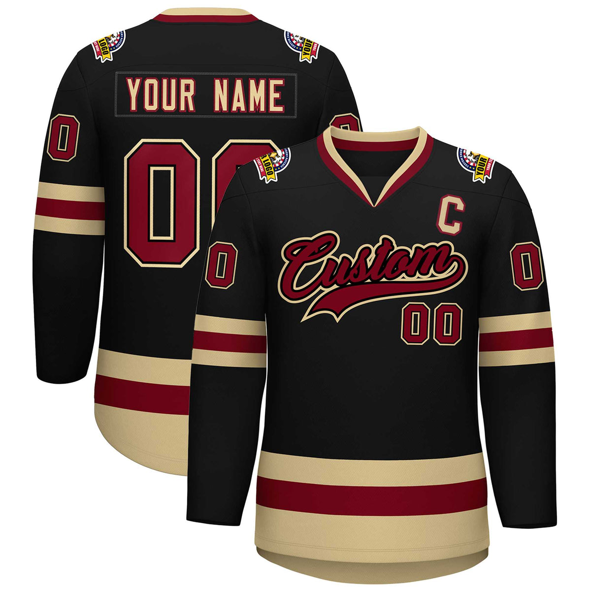 Custom Black Crimson-Black Classic Style Hockey Jersey | KXKSHOP
