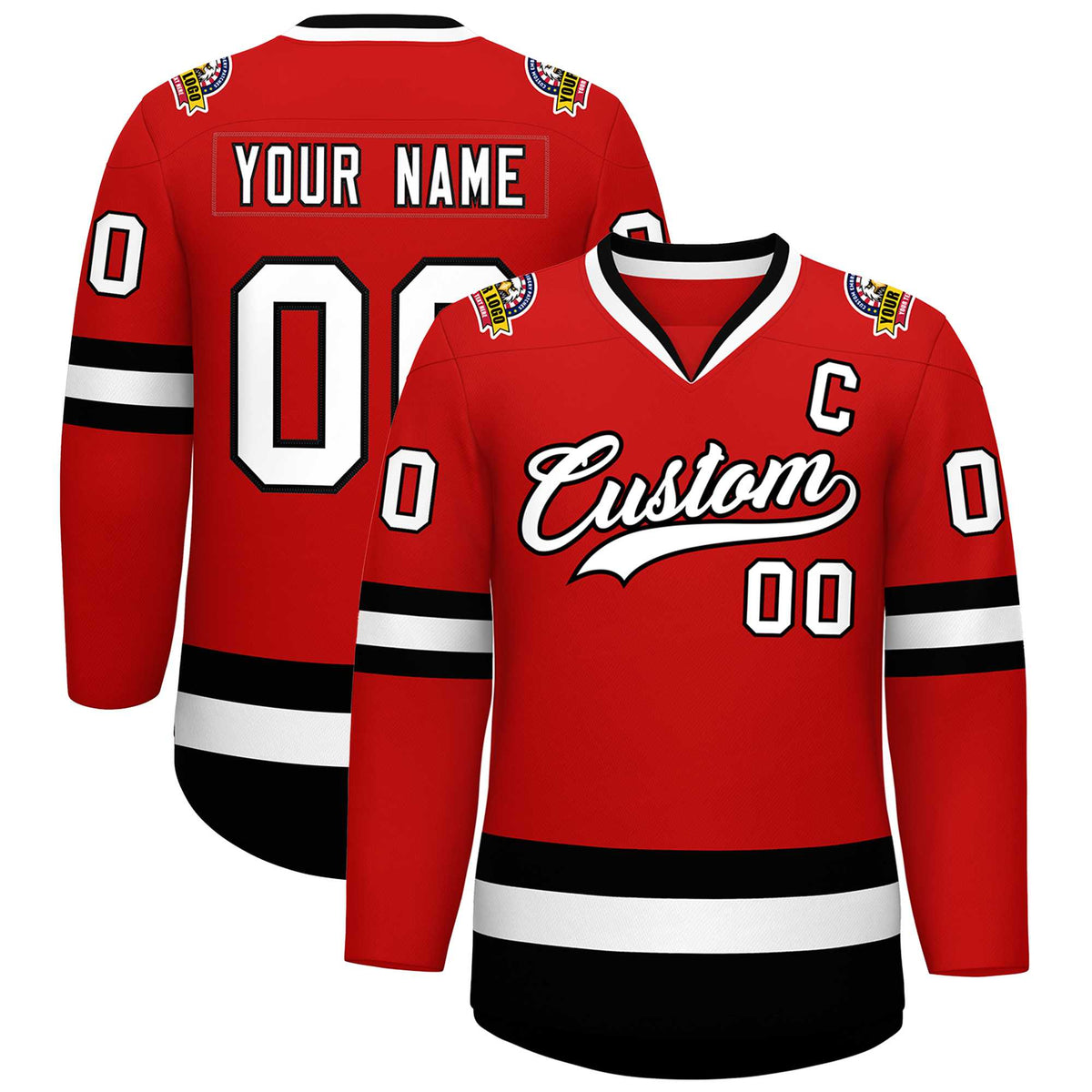 Custom Red White-Black Classic Style Hockey Jersey | KXKSHOP