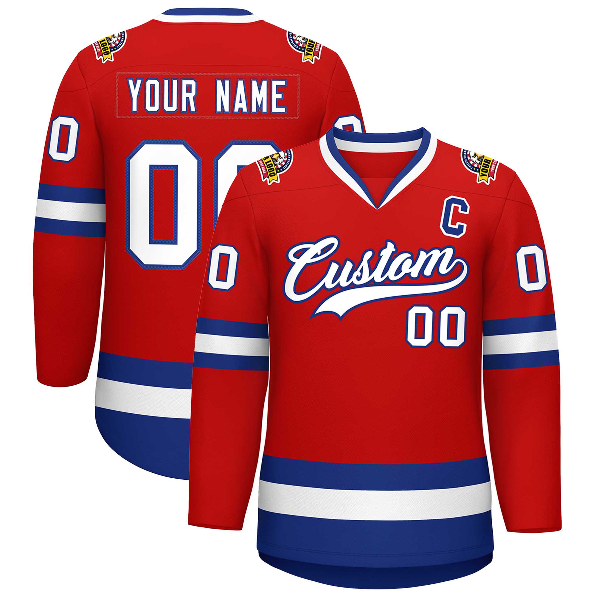 Custom Red White-Royal Classic Style Hockey Jersey | KXKSHOP