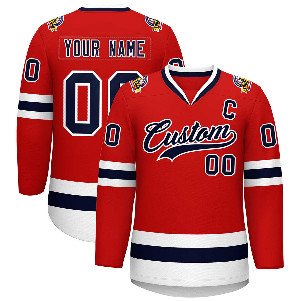 Custom Red Navy-White Classic Style Hockey Jersey | KXKSHOP