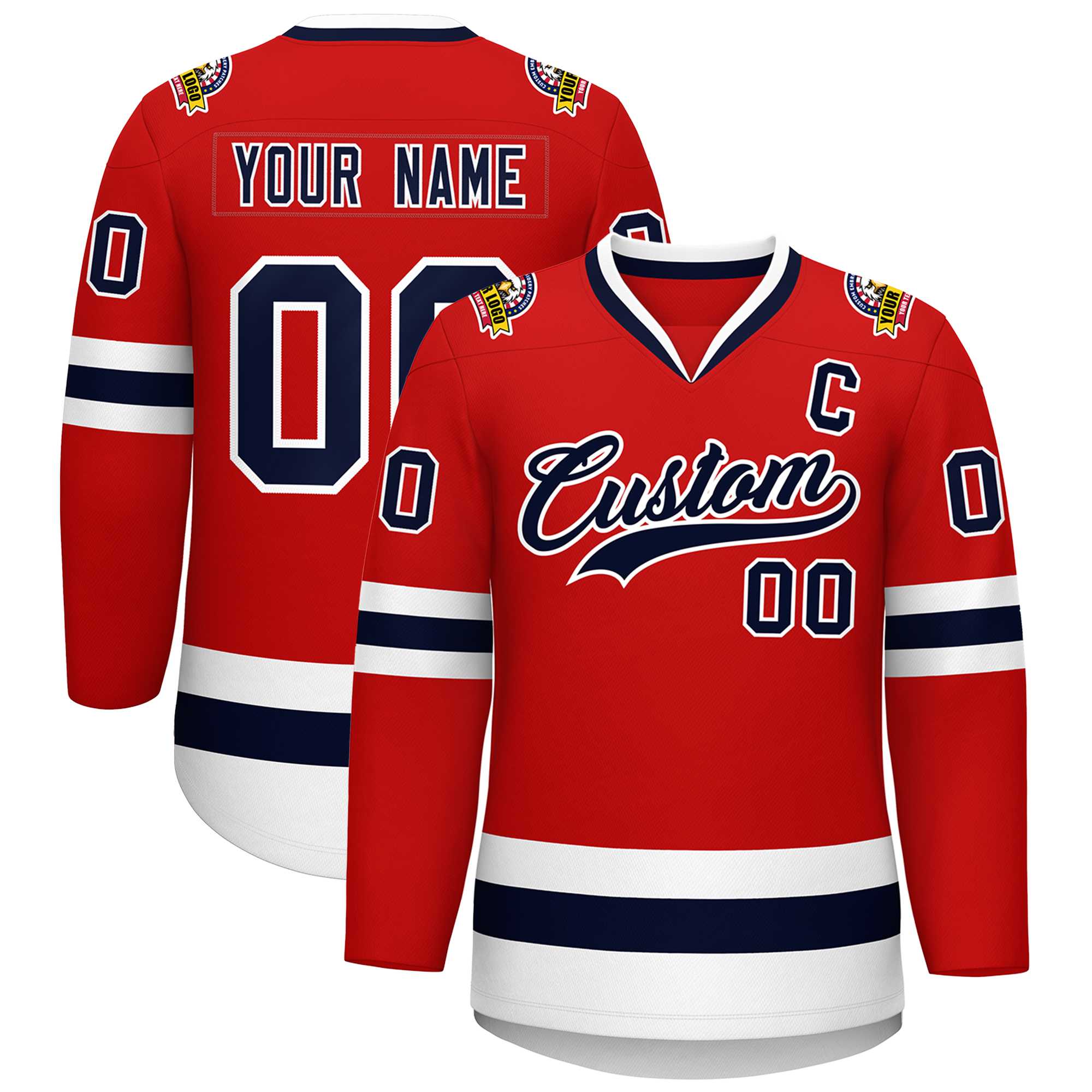 Custom Red Navy-White Classic Style Hockey Jersey | KXKSHOP