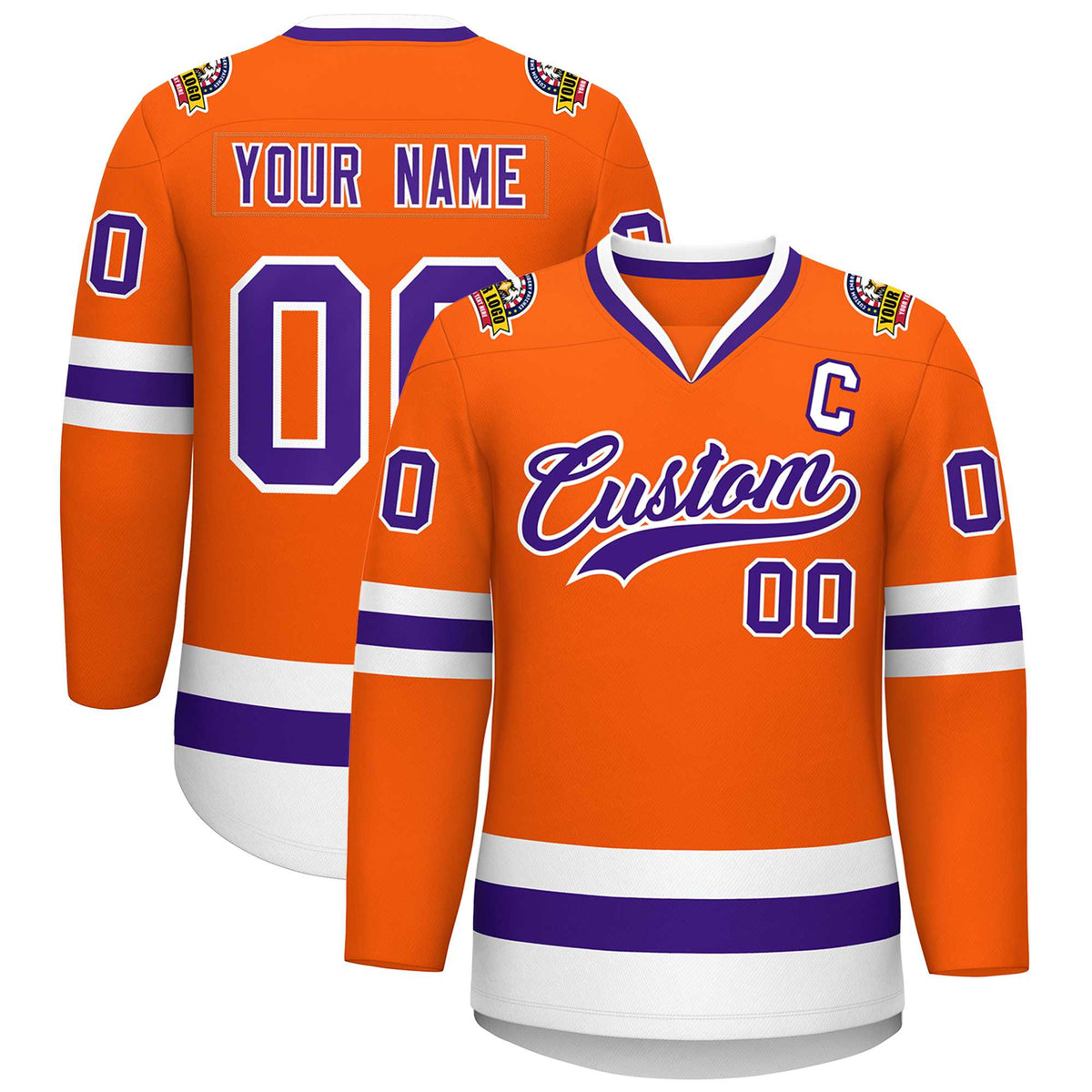 Custom Orange Purple-White Classic Style Hockey Jersey | KXKSHOP