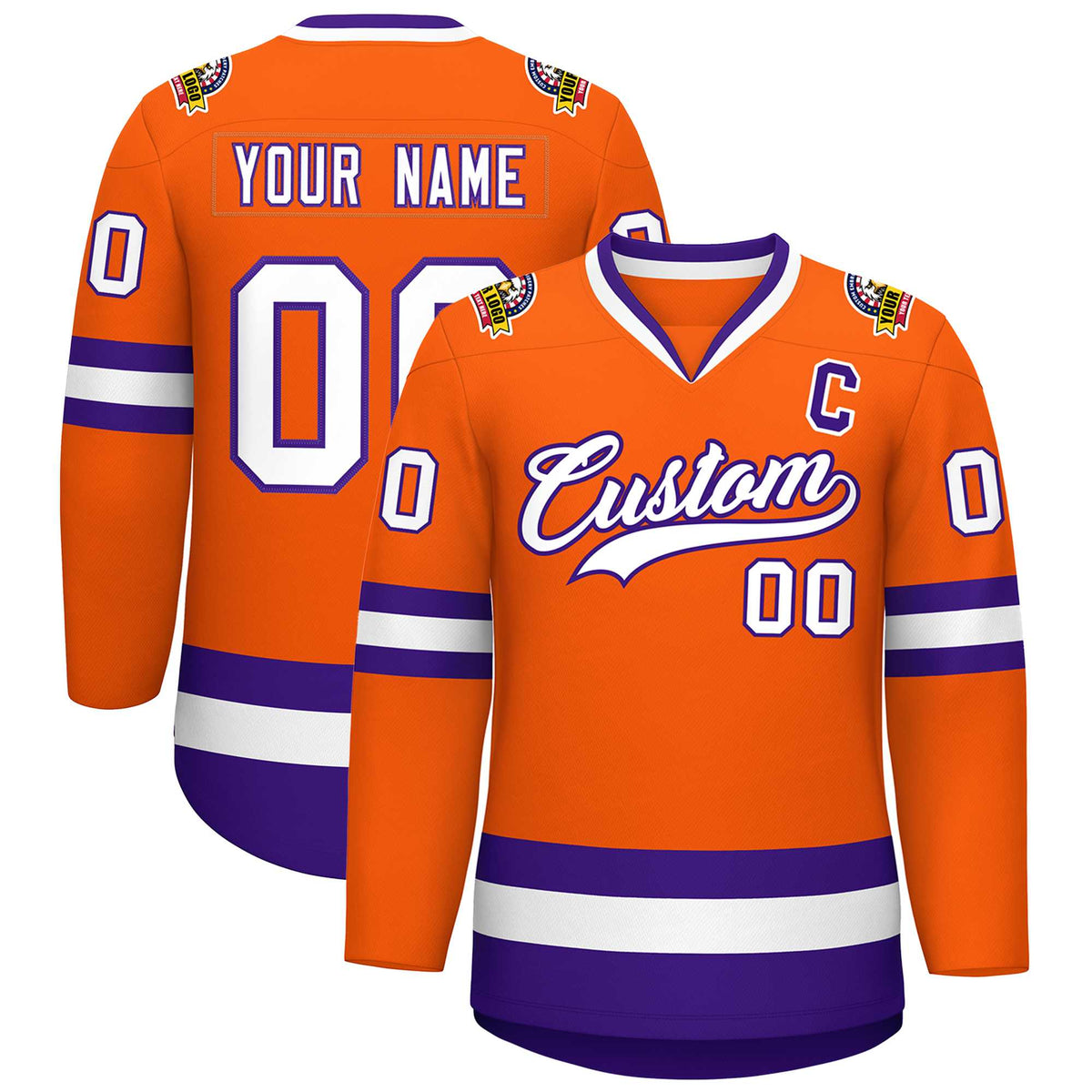 Custom Orange White-Purple Classic Style Hockey Jersey | KXKSHOP