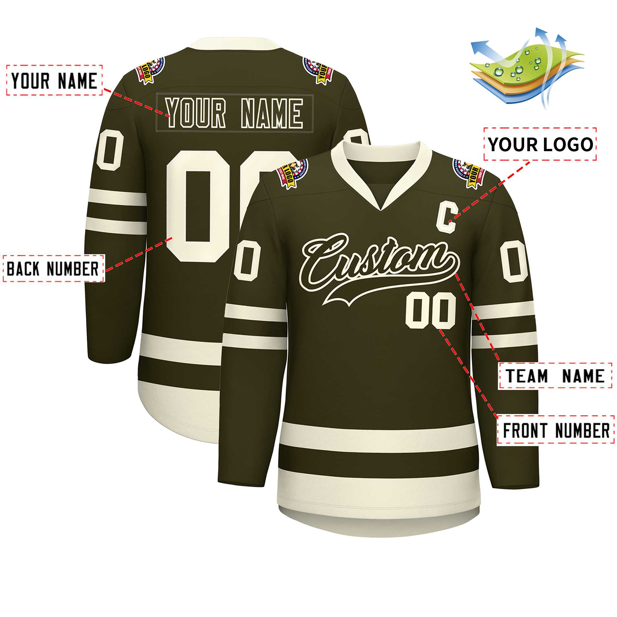 Custom Olive Olive-Khaki Classic Style Hockey Jersey | KXKSHOP