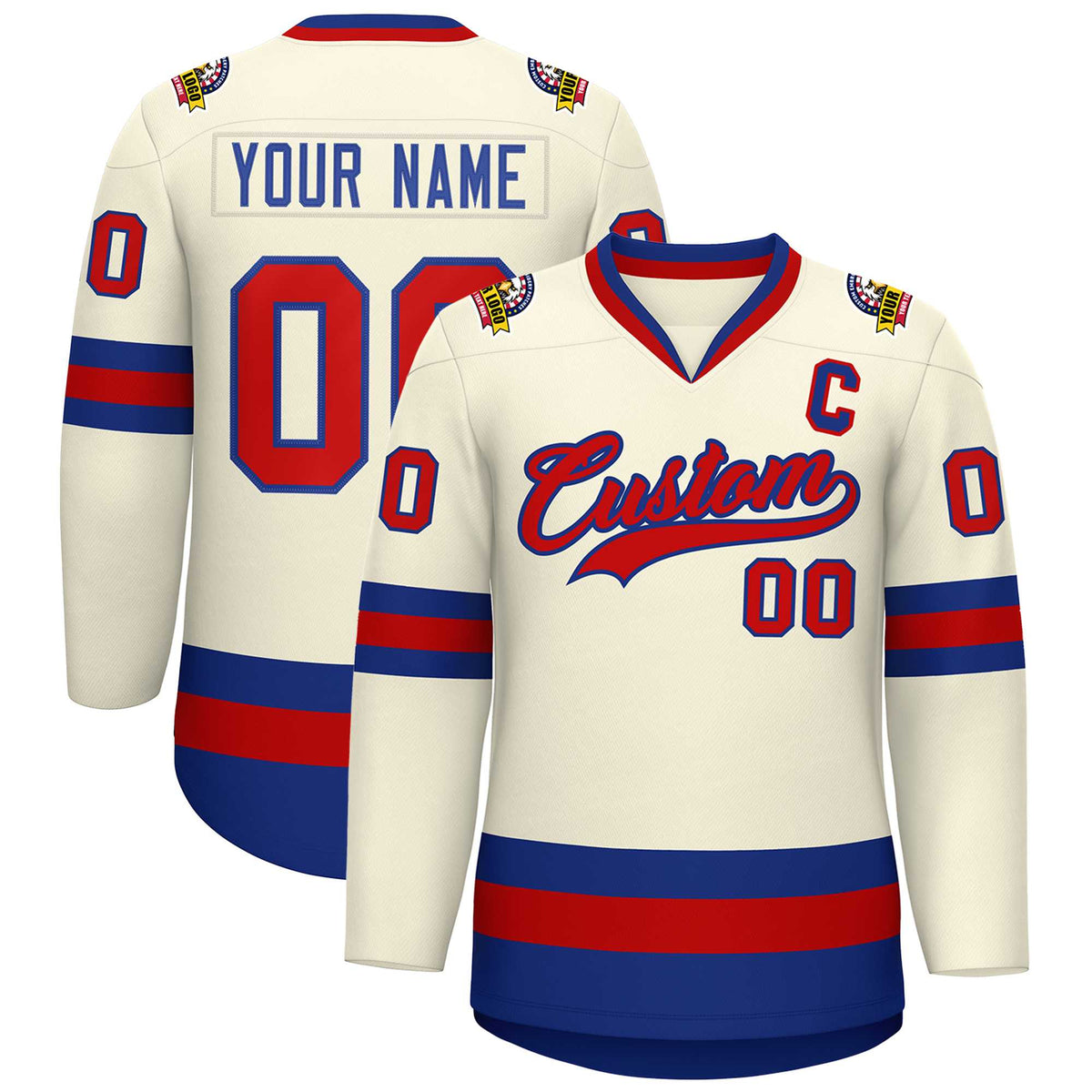 Custom Khaki Red-Royal Classic Style Hockey Jersey | KXKSHOP