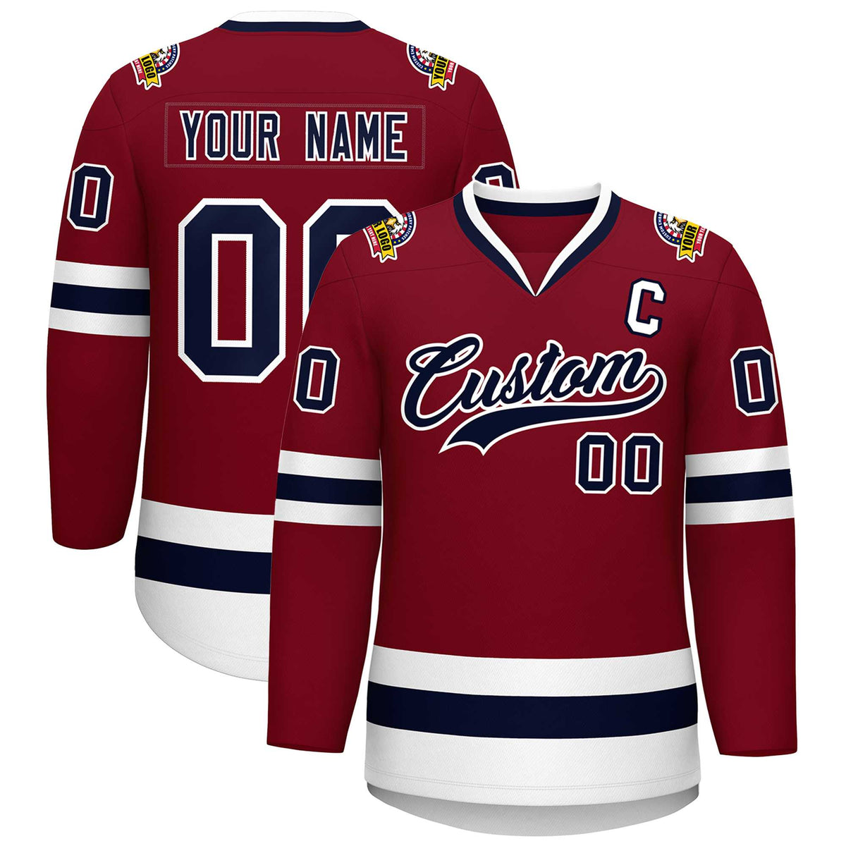 Custom Crimson Navy-White Classic Style Hockey Jersey | KXKSHOP