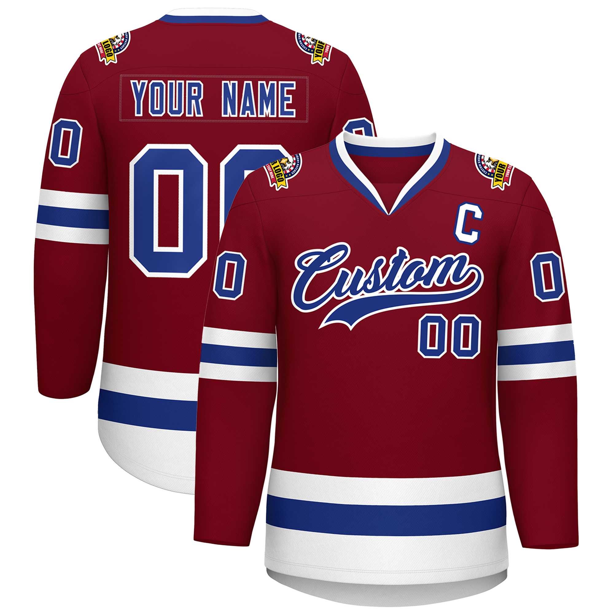 Custom Crimson Royal-White Classic Style Hockey Jersey | KXKSHOP