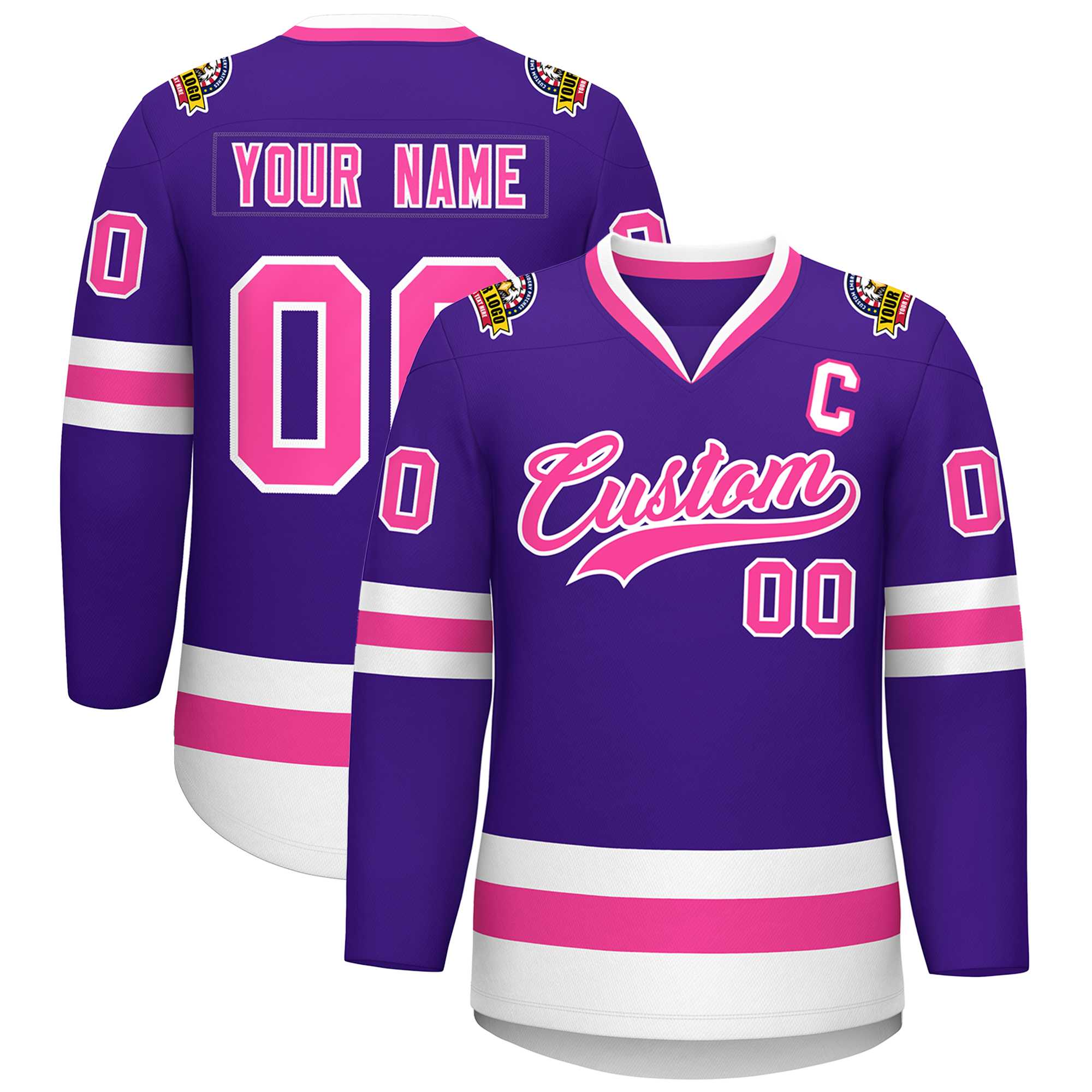 Custom Purple Pink-White Classic Style Hockey Jersey | KXKSHOP