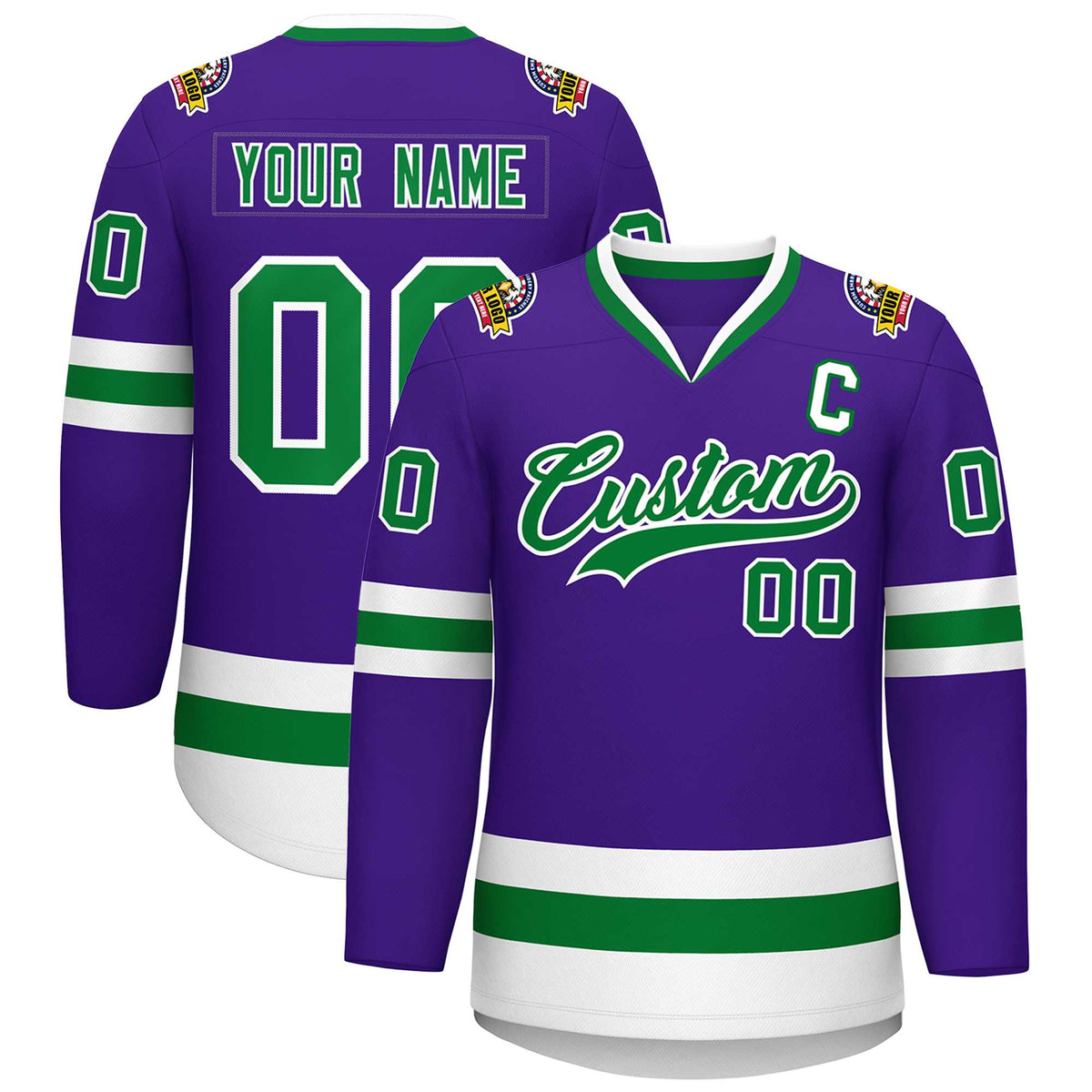 Custom Purple Kelly Green-White Classic Style Hockey Jersey | KXKSHOP