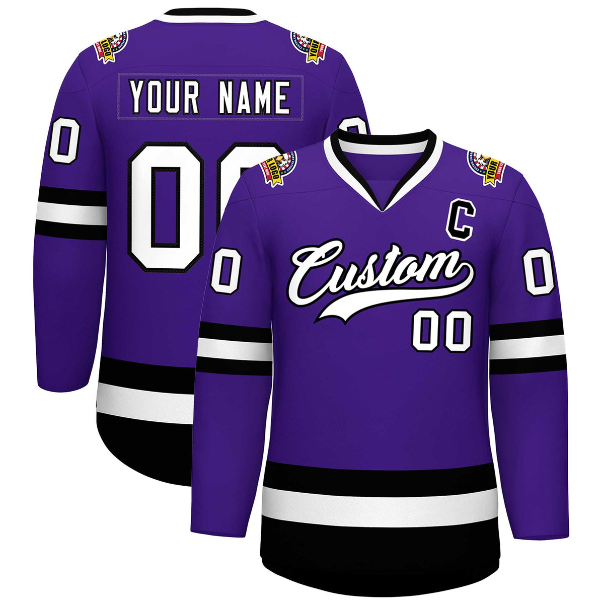 Custom Purple White-Black Classic Style Hockey Jersey | KXKSHOP