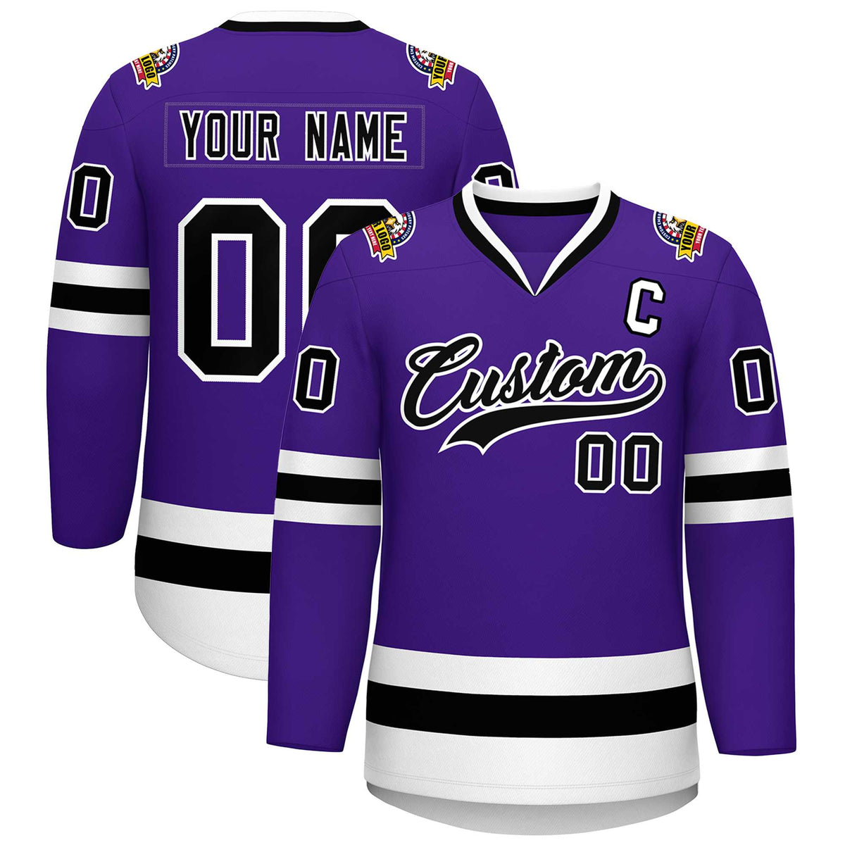 Custom Purple Black-White Classic Style Hockey Jersey | KXKSHOP