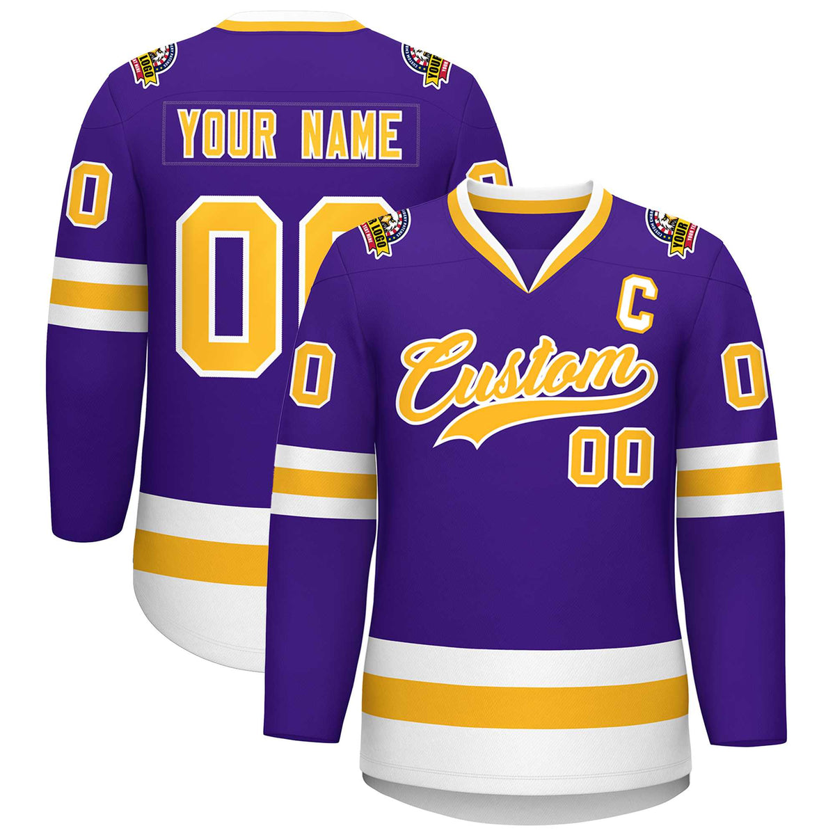 Custom Purple Gold-White Classic Style Hockey Jersey | KXKSHOP
