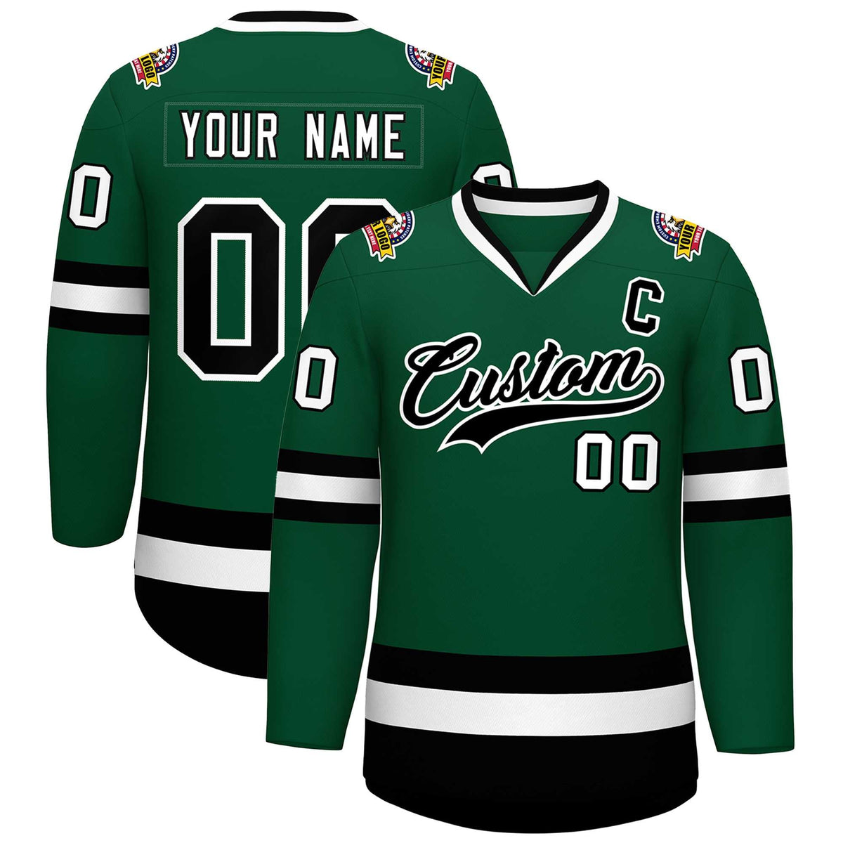 Custom Green Black-White Classic Style Hockey Jersey | KXKSHOP