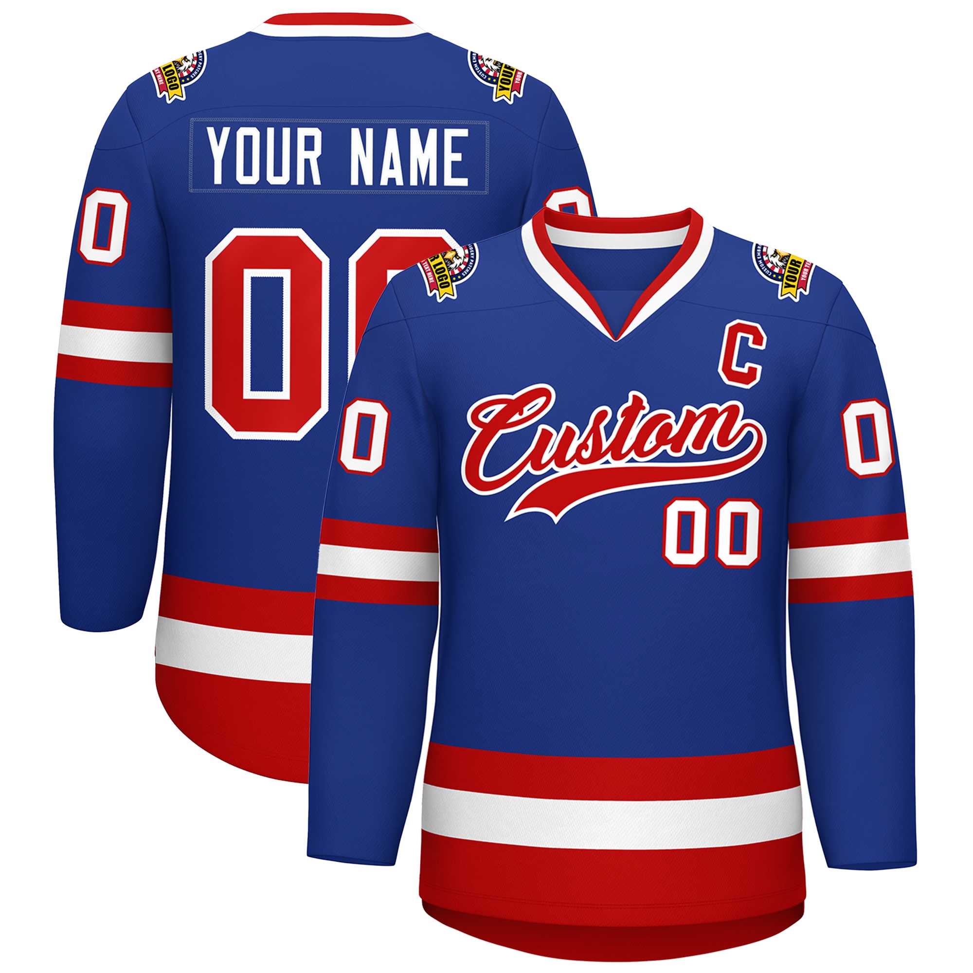 Custom Royal Red-White Classic Style Hockey Jersey | KXKSHOP