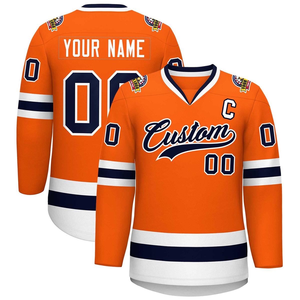 Custom Orange Navy-White Classic Style Hockey Jersey | KXKSHOP