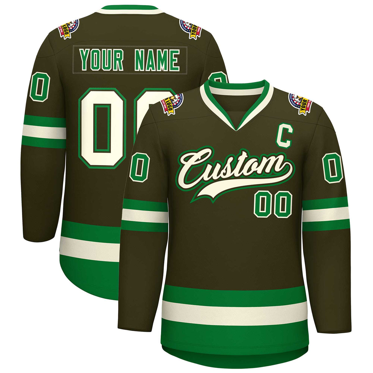 Custom Olive Khaki Olive-Kelly Green Classic Style Hockey Jersey | KXKSHOP