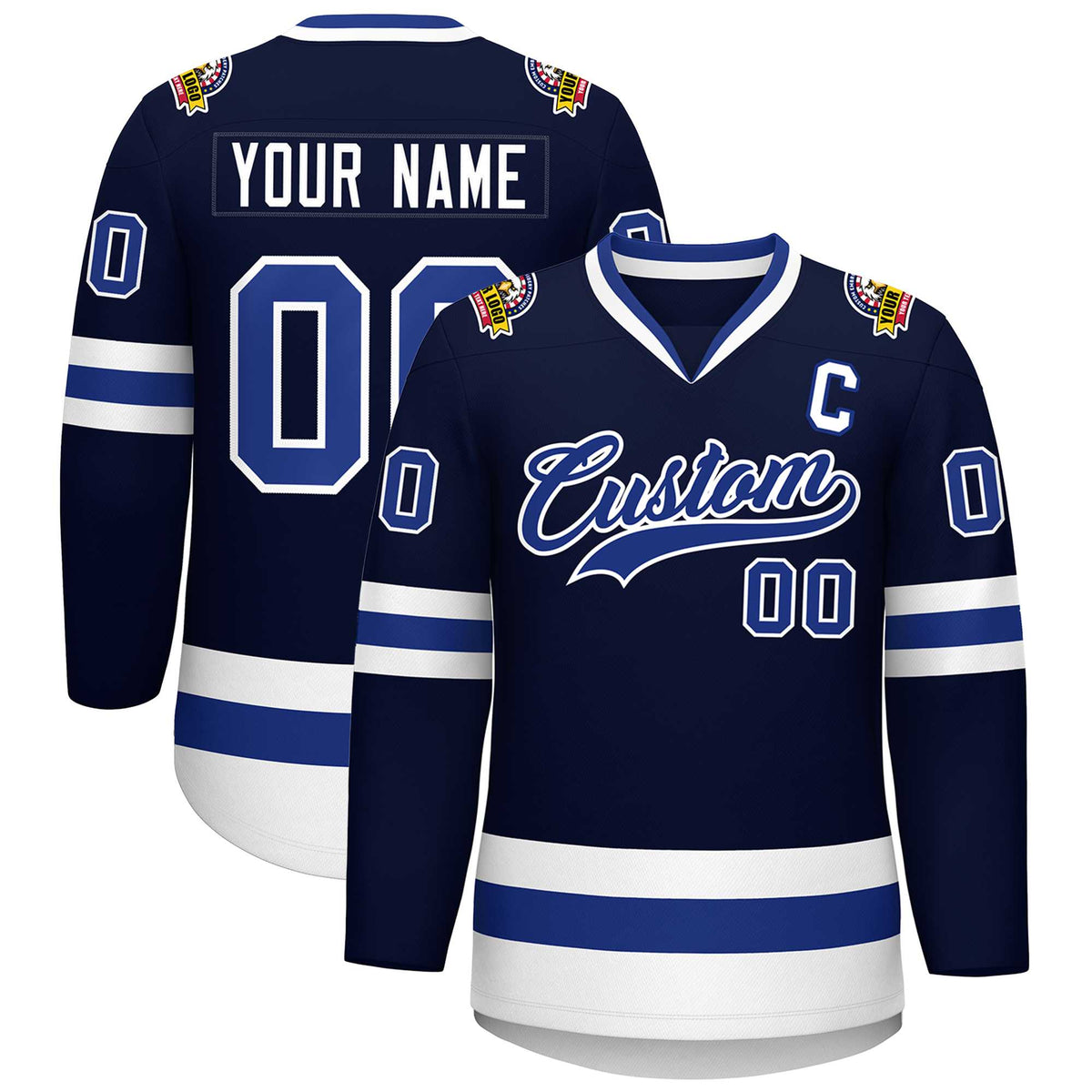 Custom Navy Royal-White Classic Style Hockey Jersey | KXKSHOP