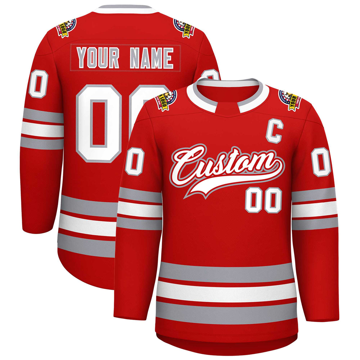 Custom Red White Red-Gray Classic Style Hockey Jersey | KXKSHOP