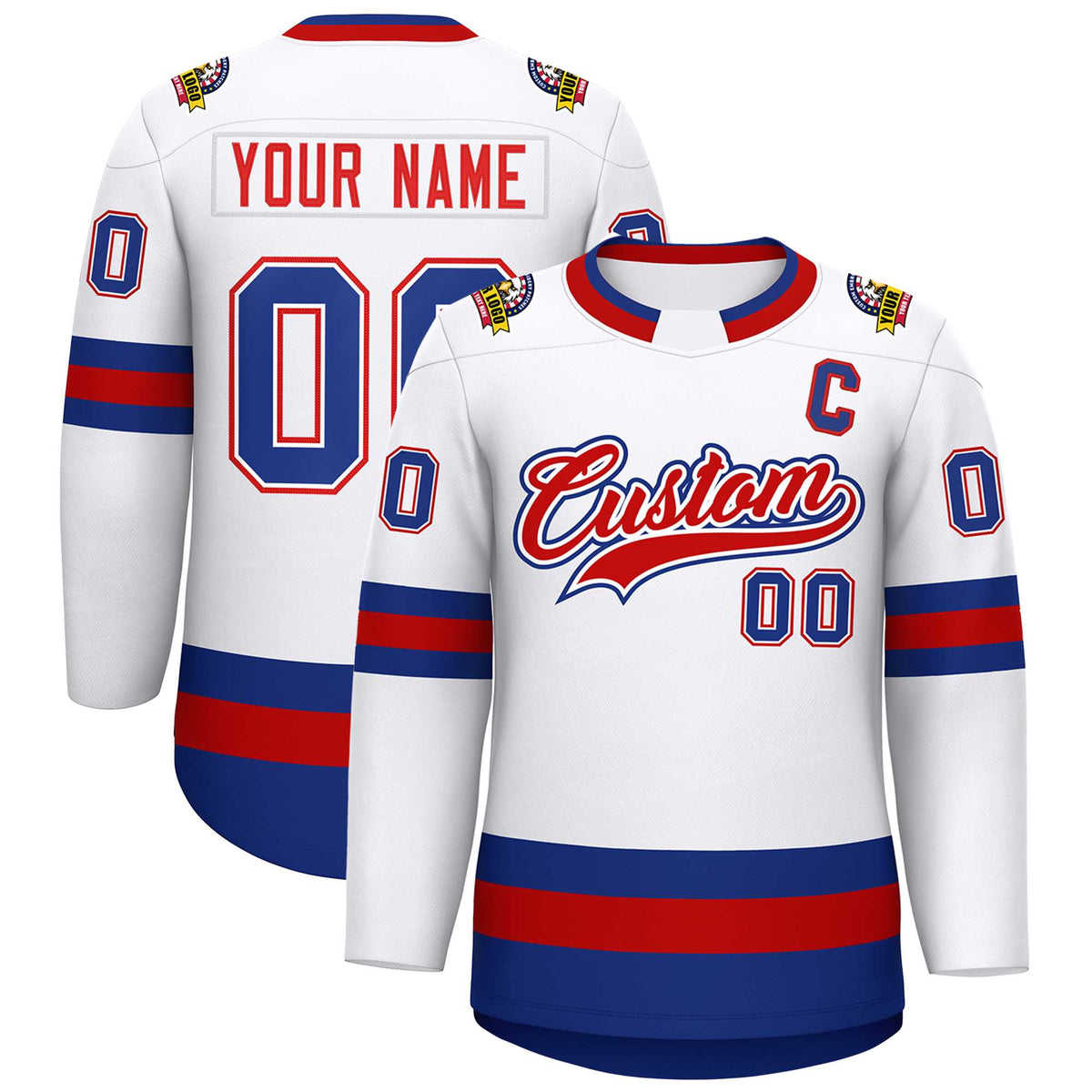 Custom White Red White-Royal Classic Style Hockey Jersey | KXKSHOP