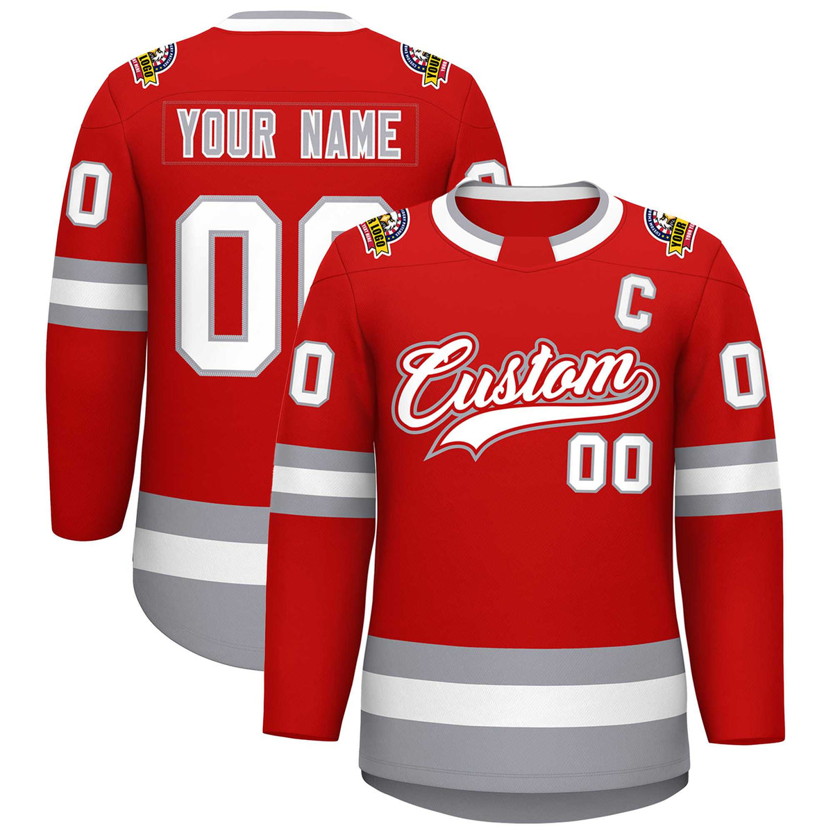 Custom Red White Red-Gray Classic Style Hockey Jersey | KXKSHOP
