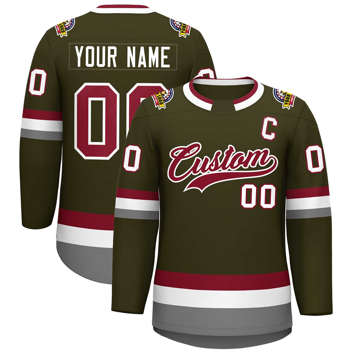 Custom Olive Crimson-White Classic Style Hockey Jersey | KXKSHOP