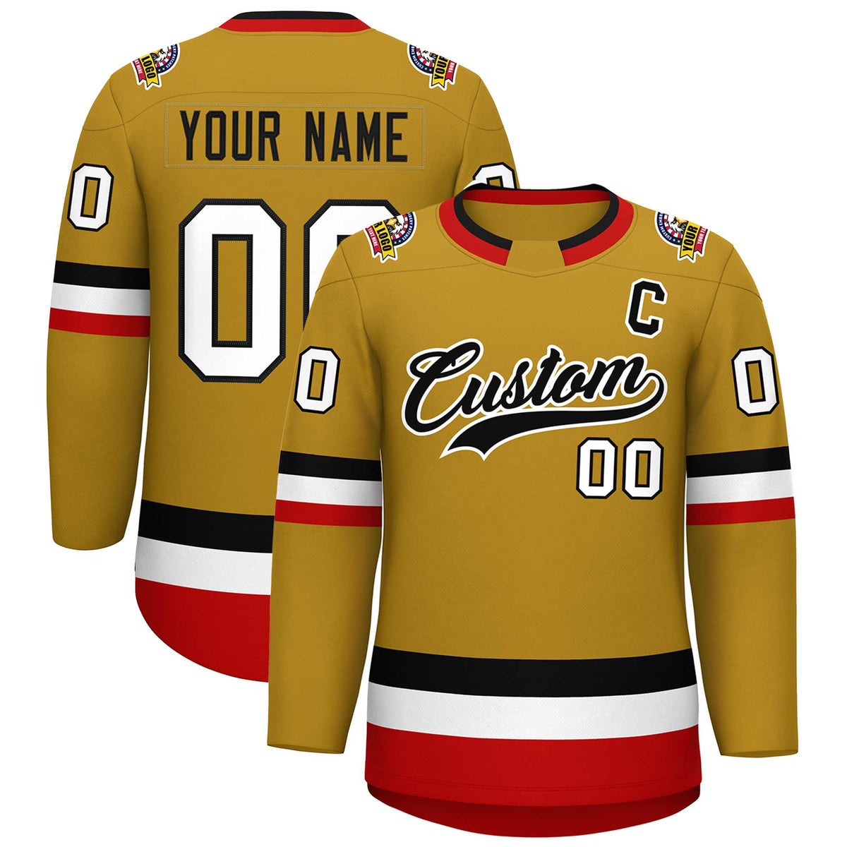 Custom Old Gold Black-White Classic Style Hockey Jersey | KXKSHOP