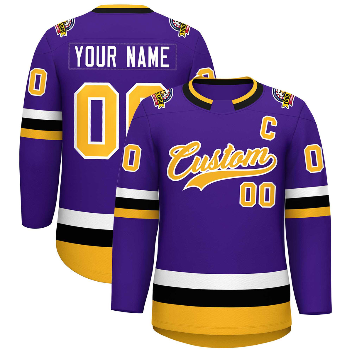 Custom Purple Gold-White Classic Style Hockey Jersey | KXKSHOP