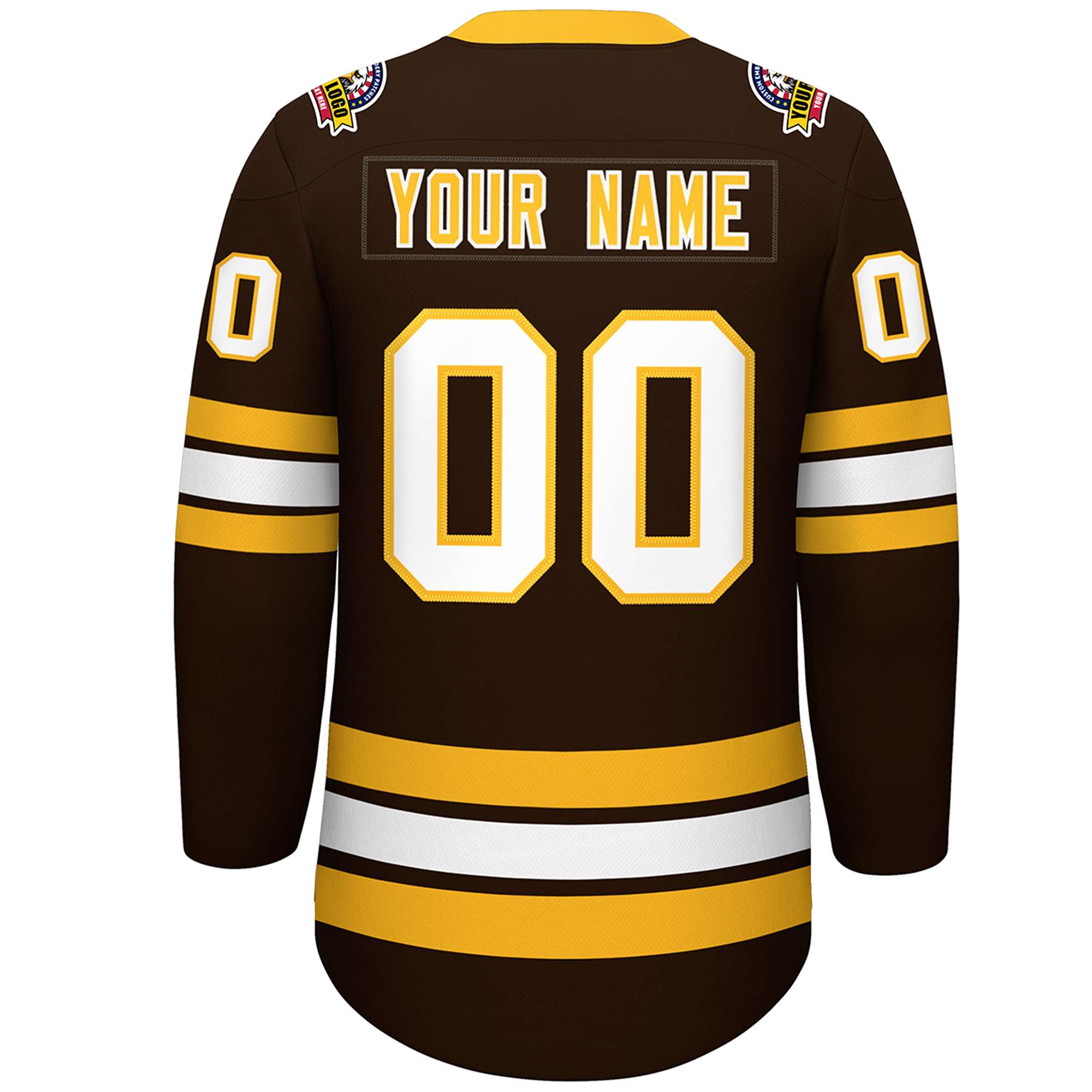 Custom Brown Yellow-White Lace-Up Neck Hockey Jersey | KXKSHOP