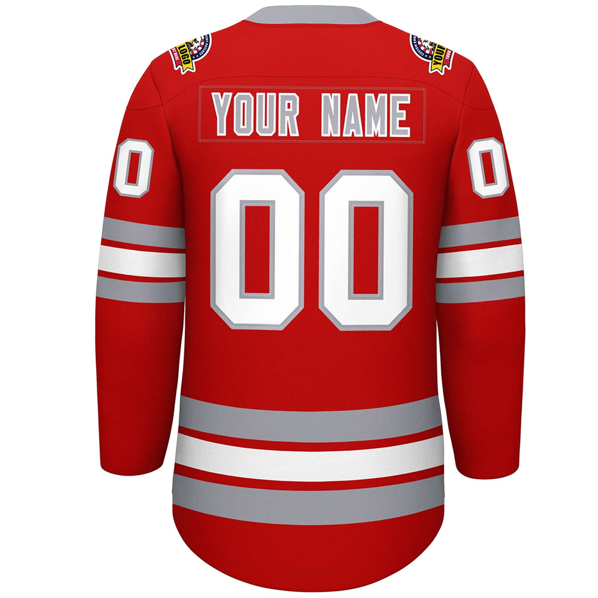 Custom Red White-Gray Lace-Up Neck Hockey Jersey | KXKSHOP