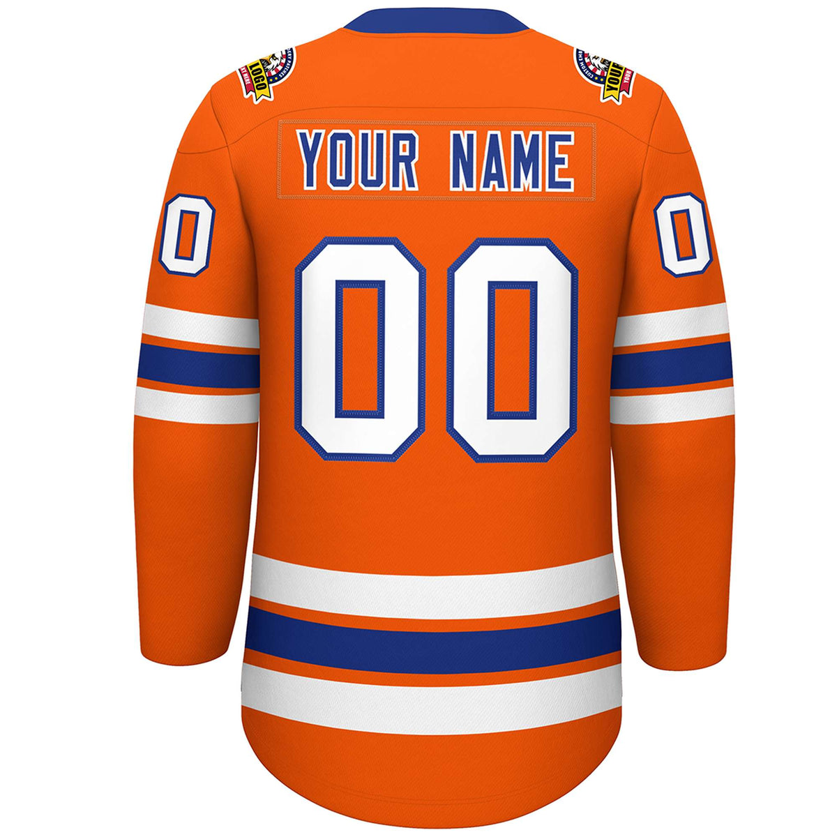 Custom Orange Royal-White Lace-Up Neck Hockey Jersey | KXKSHOP